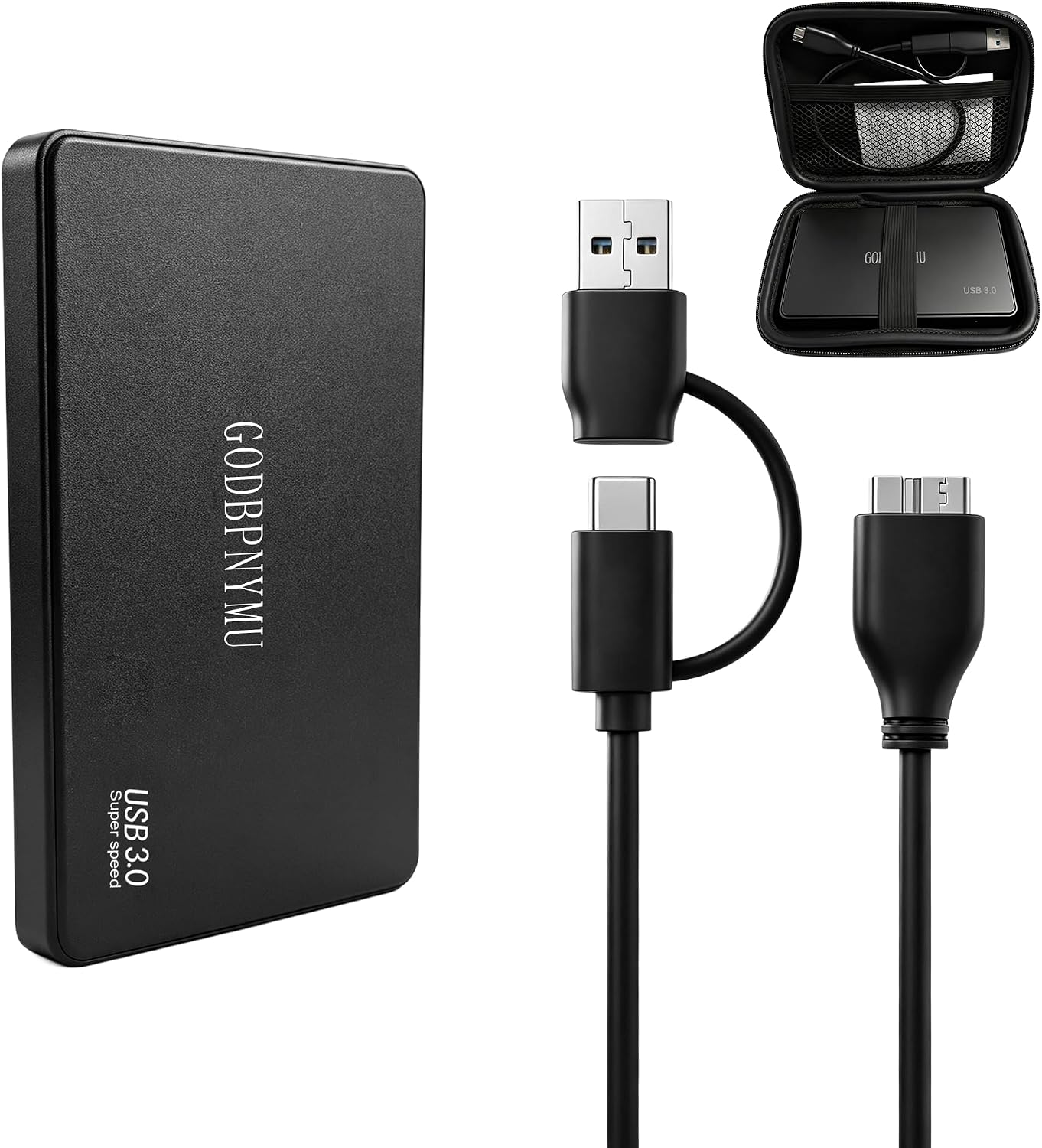 Detalle de GODBPNYMU YP01 1TB Portable External Hard Drive, USB 3.0 and USB-C