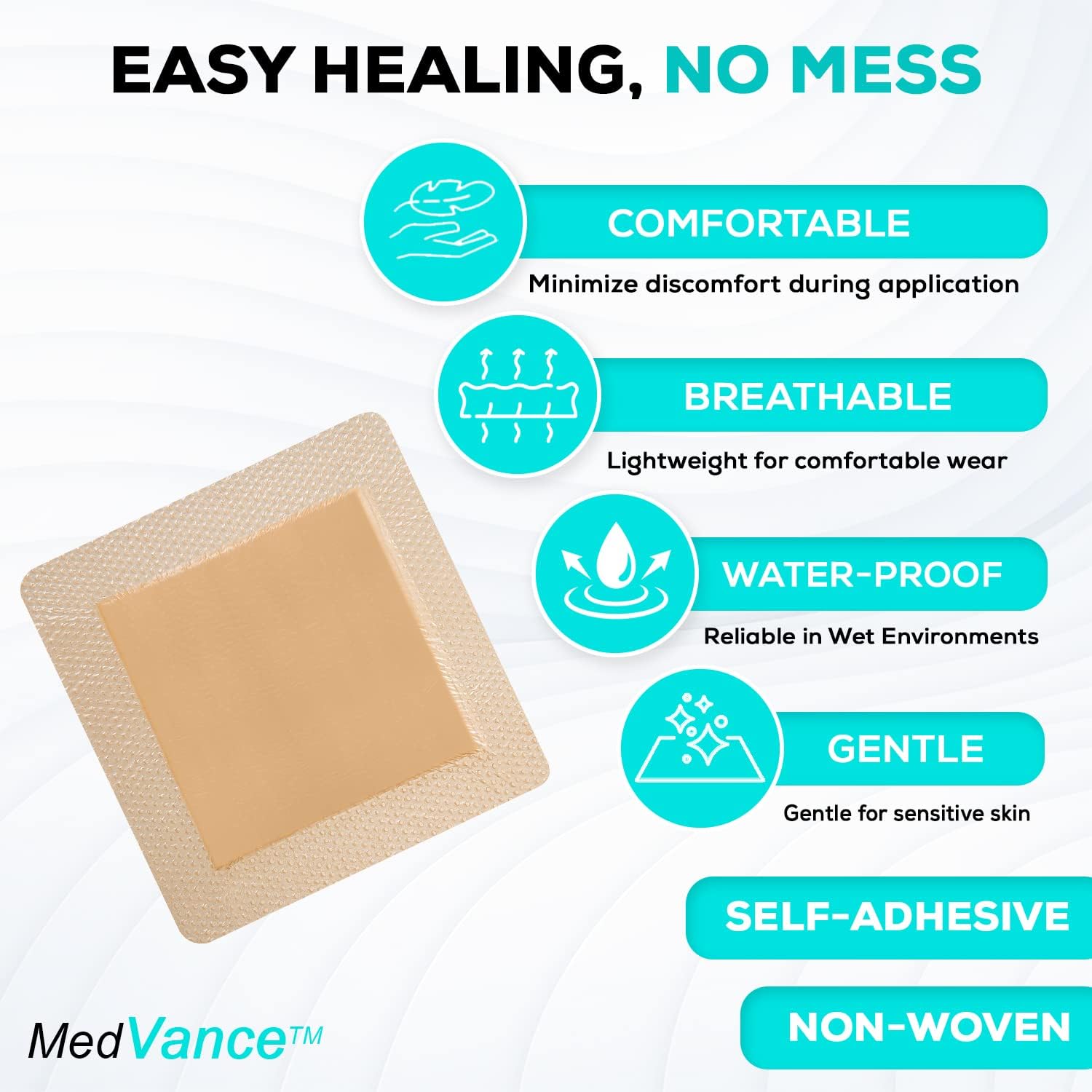 Detalle de MedVance TM Silicone Bordered Silicone Adhesive Foam Dressing, 7"x7" (5"x5" pad), Box of 5