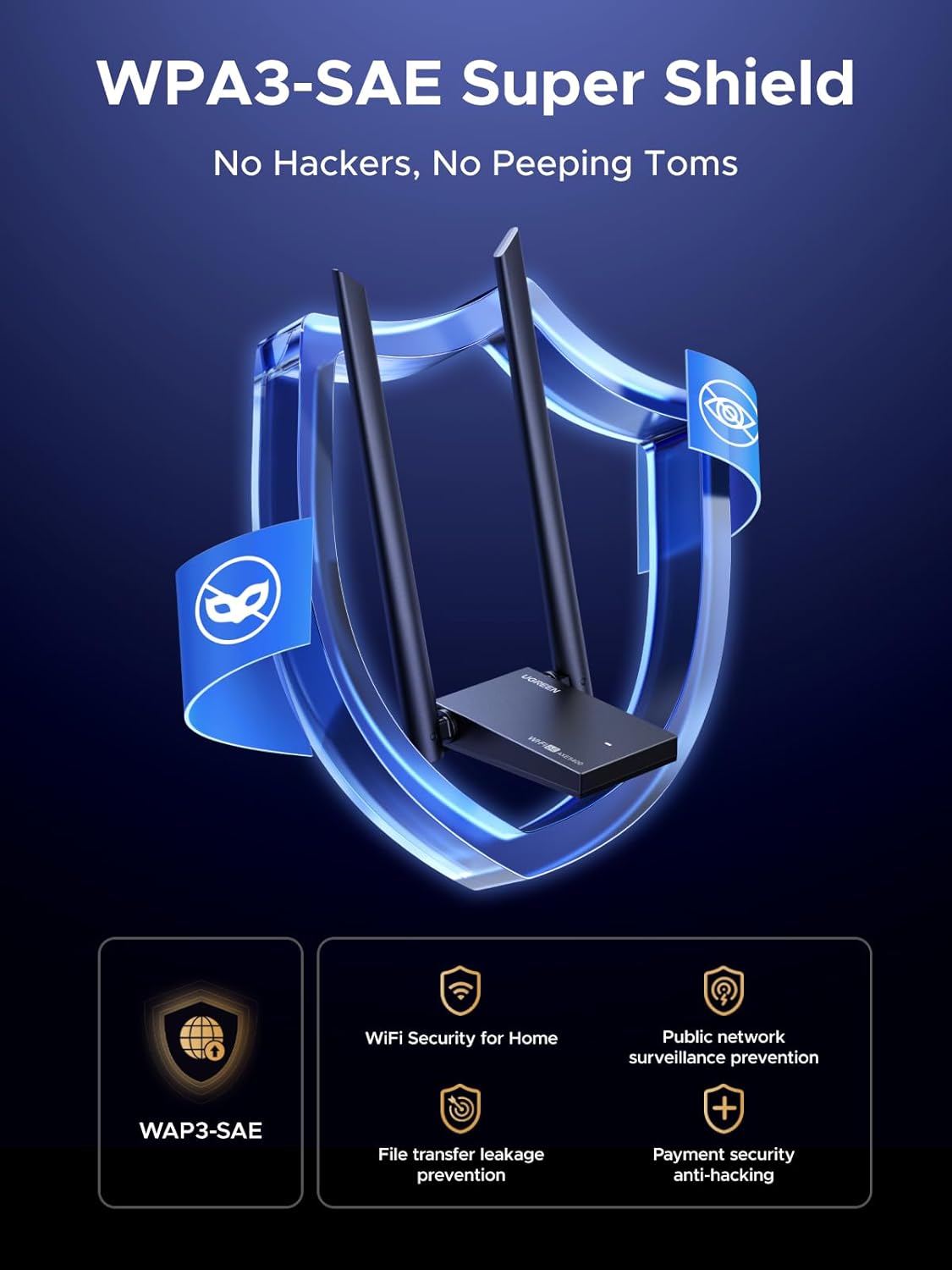 Thumbnail 6 de UGREEN WiFi Dongle AXE5400 (WiFi 6E) USB WiFi Adapter for PC with WPA3