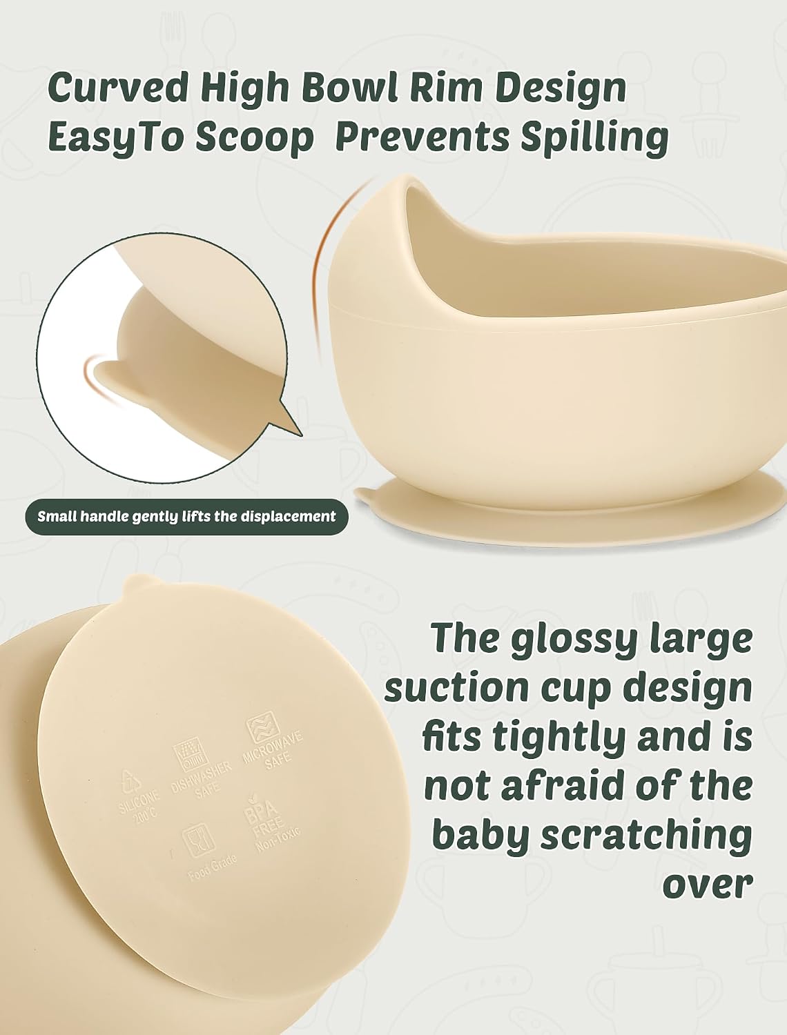 Detalle 2 de JELLDJK SBFS-4 Silicone Baby Feeding Set, 9 Pieces with Suction Plate