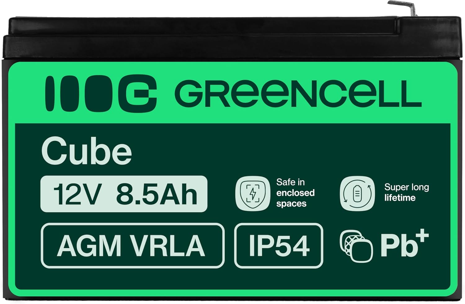 Thumbnail 2 de Greencell Batteria AGM 12V 8,5Ah VRLA esente da manutenzione per UPS, allarmi e sistemi di emergenza