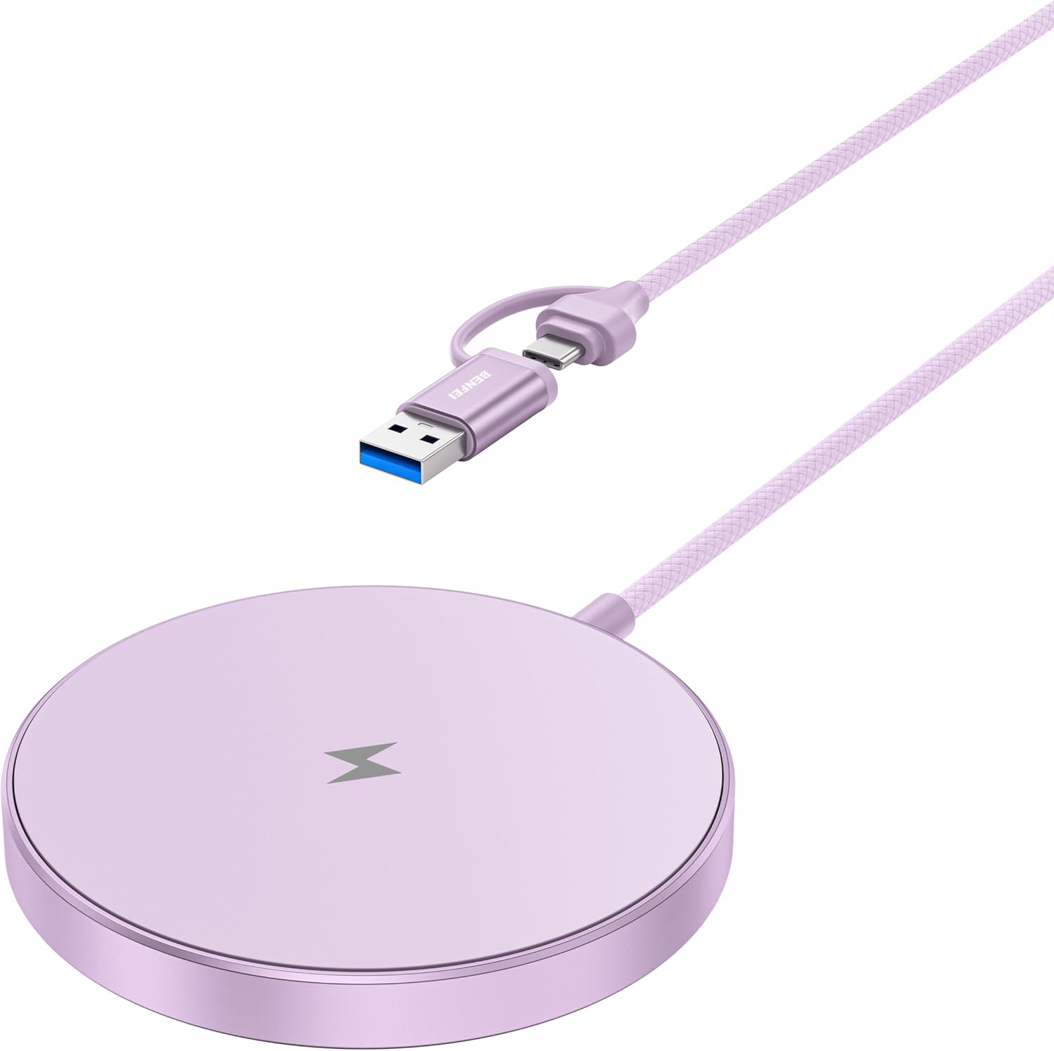 Detalle de BENFEI Caricatore Wireless Magnetico 15W: compatibilità MagSafe e ricarica sicura per iPhone 12–17