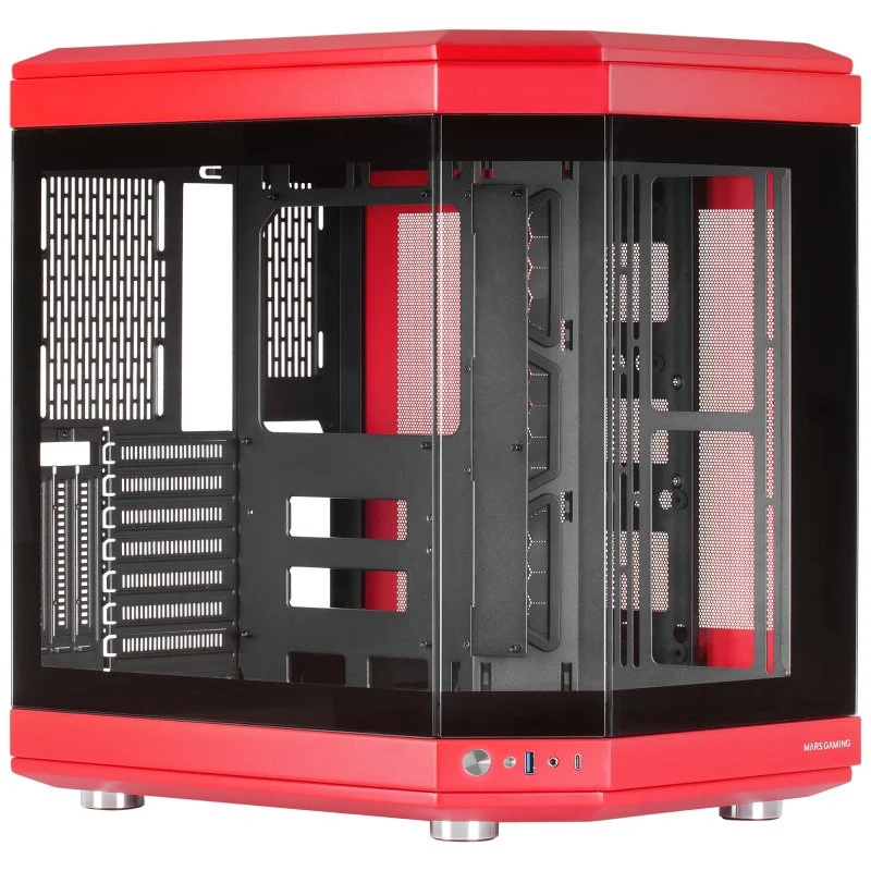 Detalle de Mars Gaming MC-3T Semitorre ATX roja con USB-C 3.0 🖥