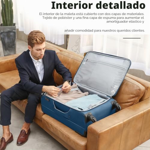 Thumbnail 4 de COOLIFE maleta trolley blanda de 66 cm con bolsa bandolera y cierre TSA