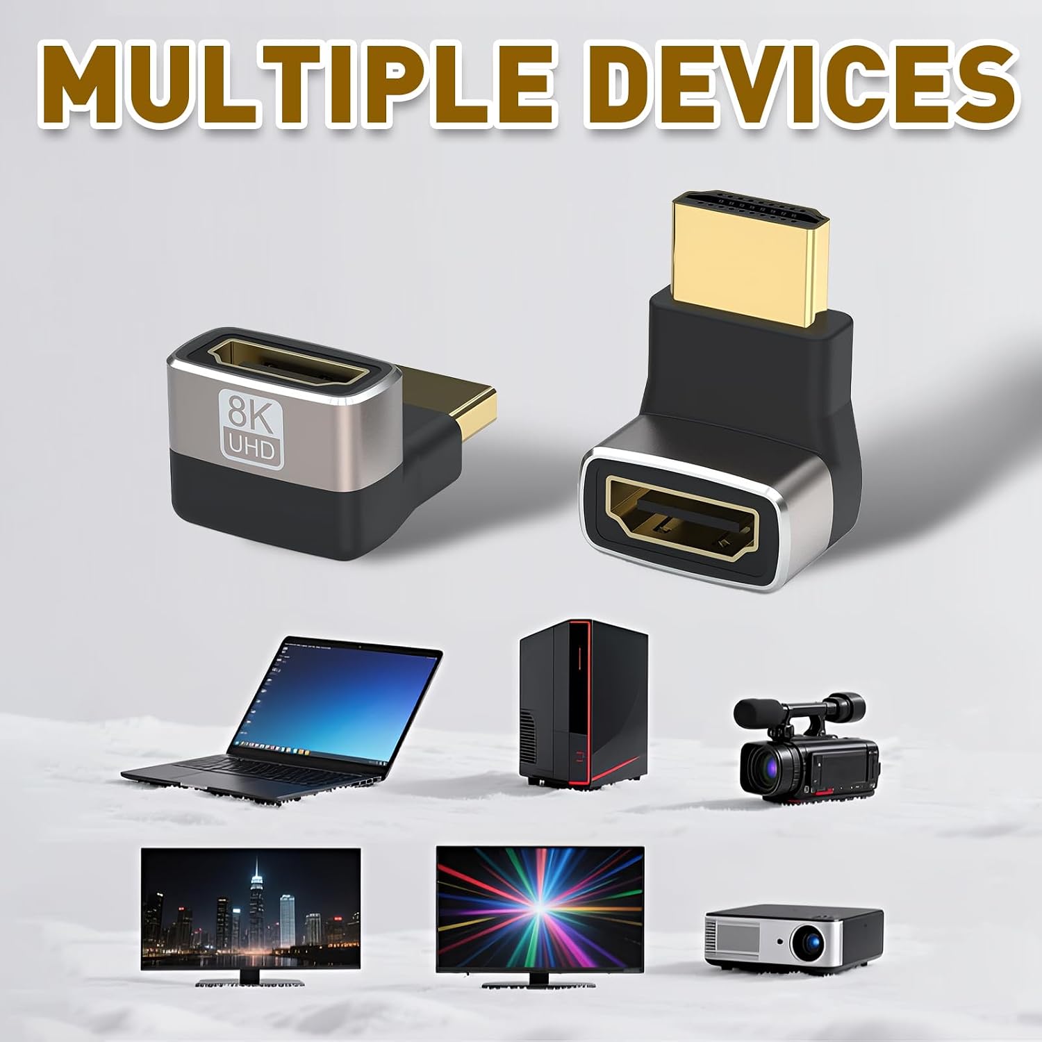 Detalle 2 de Zernavith 2Pcs Right Angle HDMI Adapter 8K | HDMI 2.1 90°/270° Combo