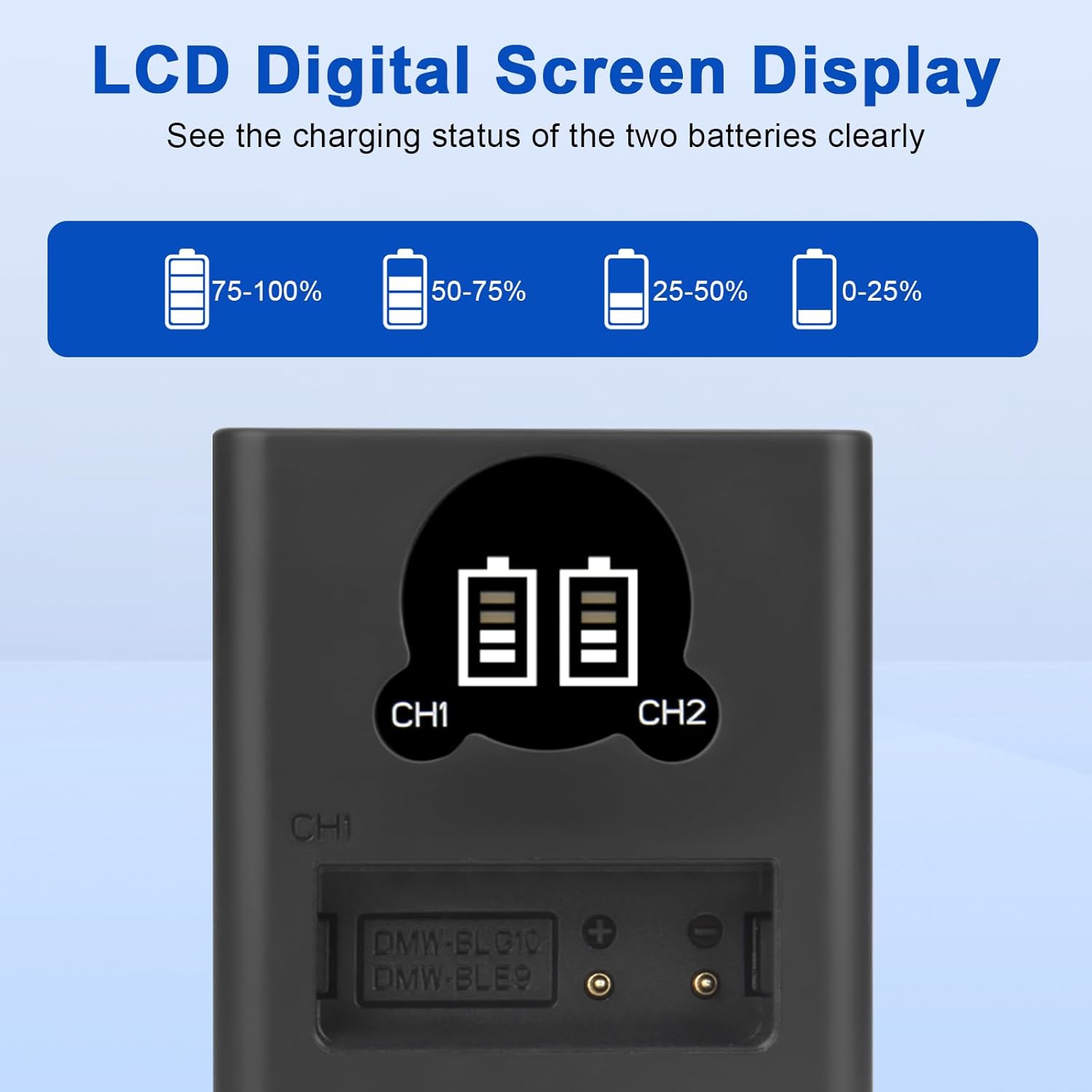 Thumbnail 3 de Joiry DMW-BLE9 and DMW-BLG10 Dual USB Battery with LCD Charger for Panasonic Lumix