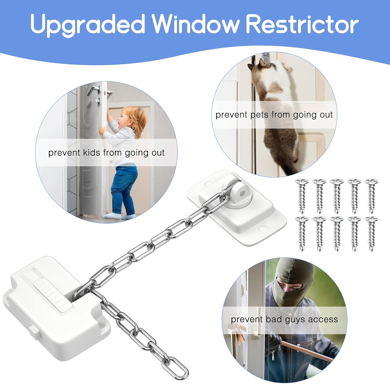 Thumbnail 1 de VidFair 2PCS Window Locks for Upvc Windows – Self-Adhesive Child Safety Window Restraints