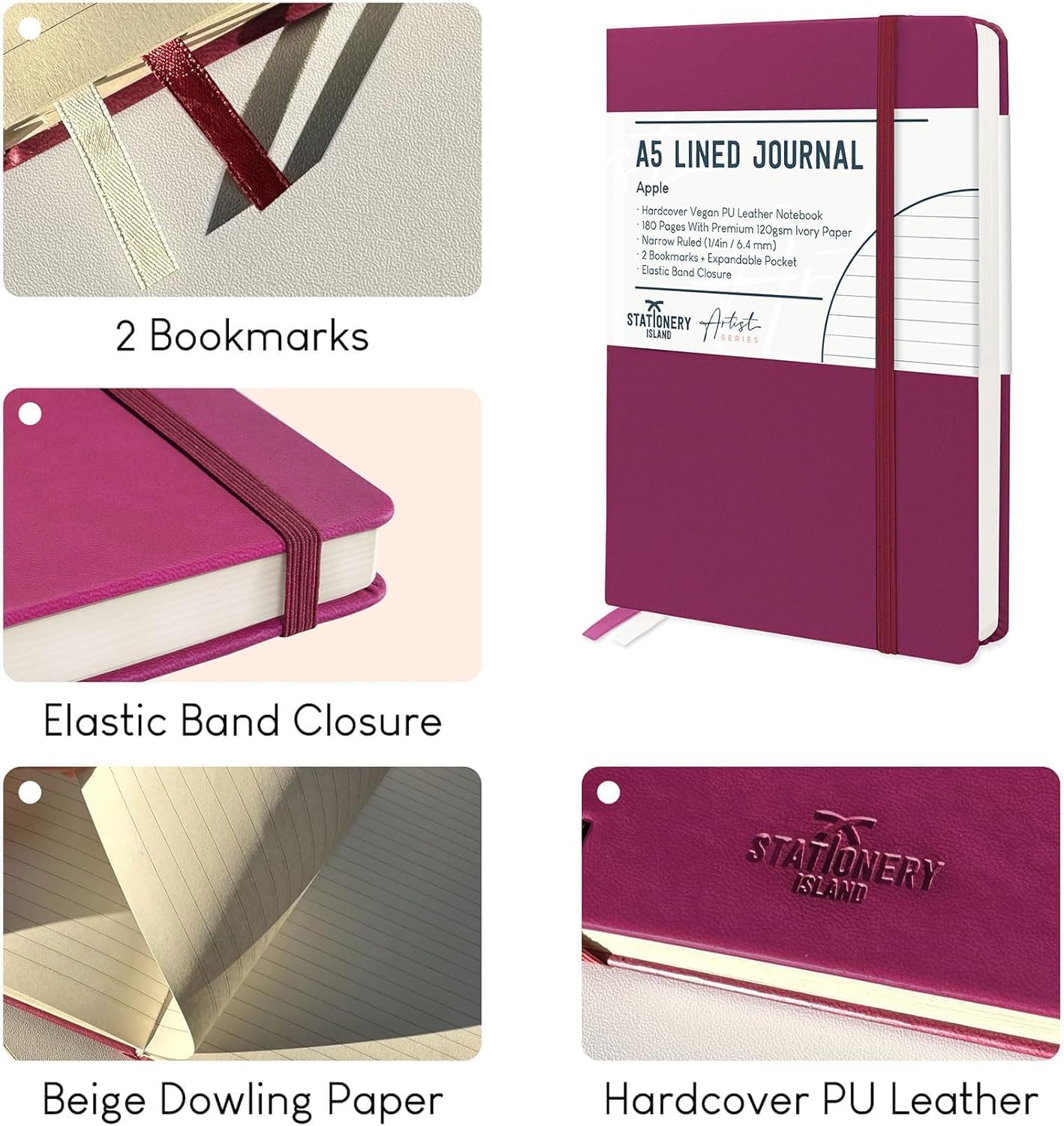 Thumbnail 6 de STATIONERY ISLAND Notizbuch A5 Liniert – Hardcover, 180 Seiten, 120 g/m²