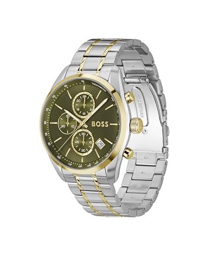 Detalle de BOSS Reloj Cronógrafo Grand Prix 44.5 mm con Calendario y Correa Bicolor de Acero Inoxidable