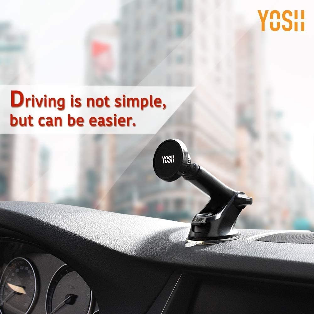 Thumbnail 1 de YOSH Magnetic Phone Holder for Dashboard & Windscreen with 6 Strong Magnets and Washable Suction Cup