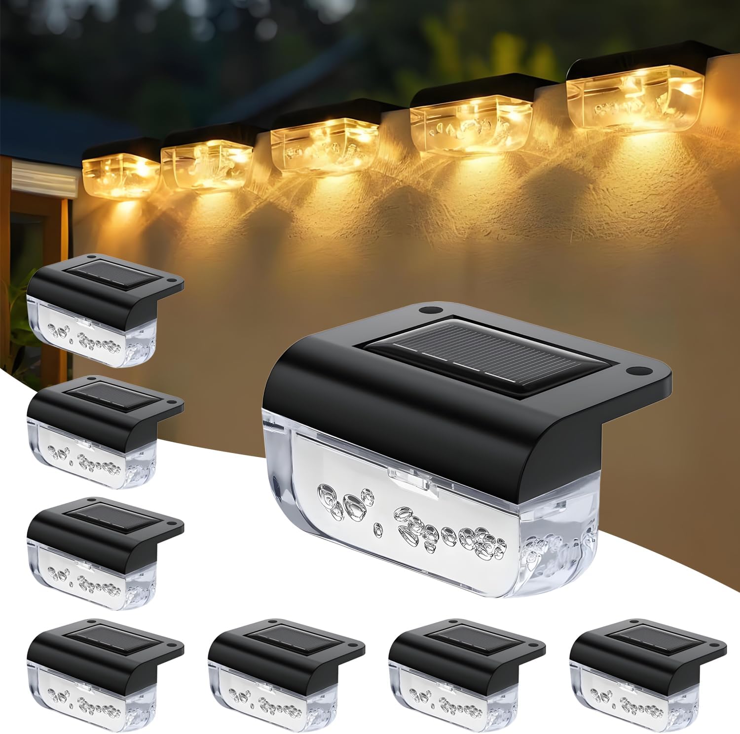 Detalle de Anmossi 2406A-S4 buitenlampen op zonne-energie, 8 stuks, warmwit ledlicht en IP44