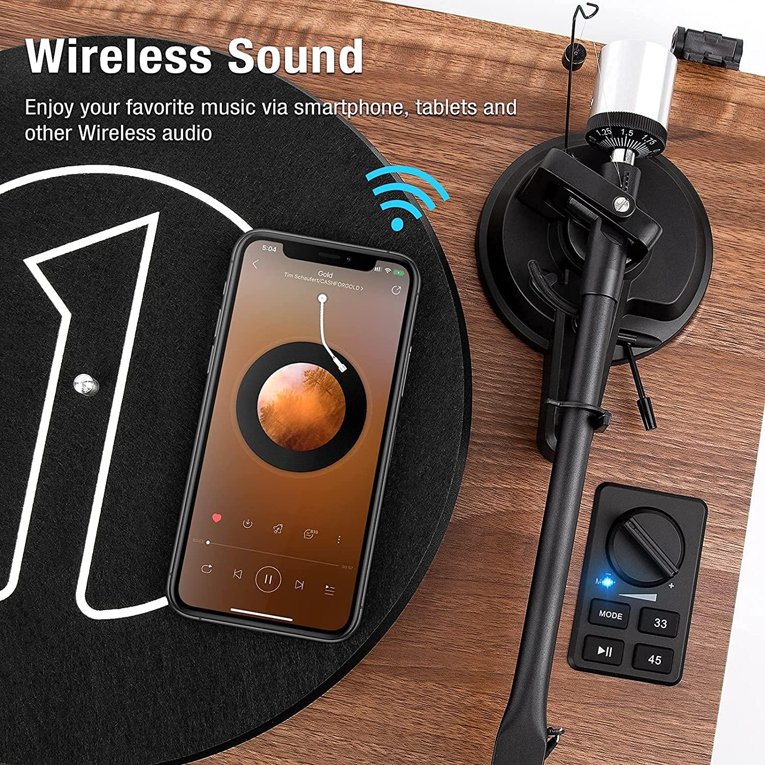 Detalle 1 de 1 BY ONE 471NA-0010 Wireless Turntable with 36 W Speakers, Natural Wood