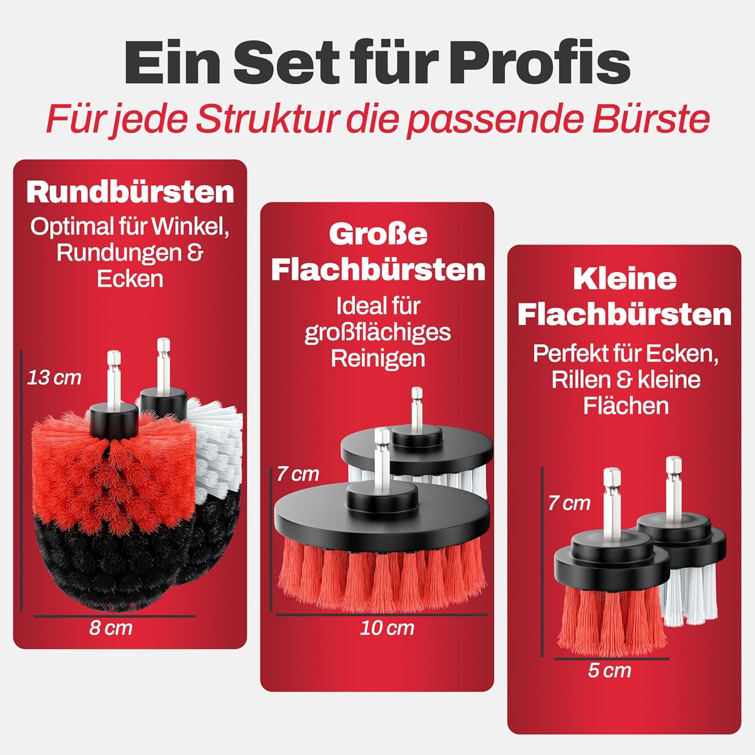 Thumbnail 4 de M&A QUALITY Bürstenaufsatz Akkuschrauber (6er-Set) – Universal-Reinigungsbürsten für Auto, Felgen & mehr