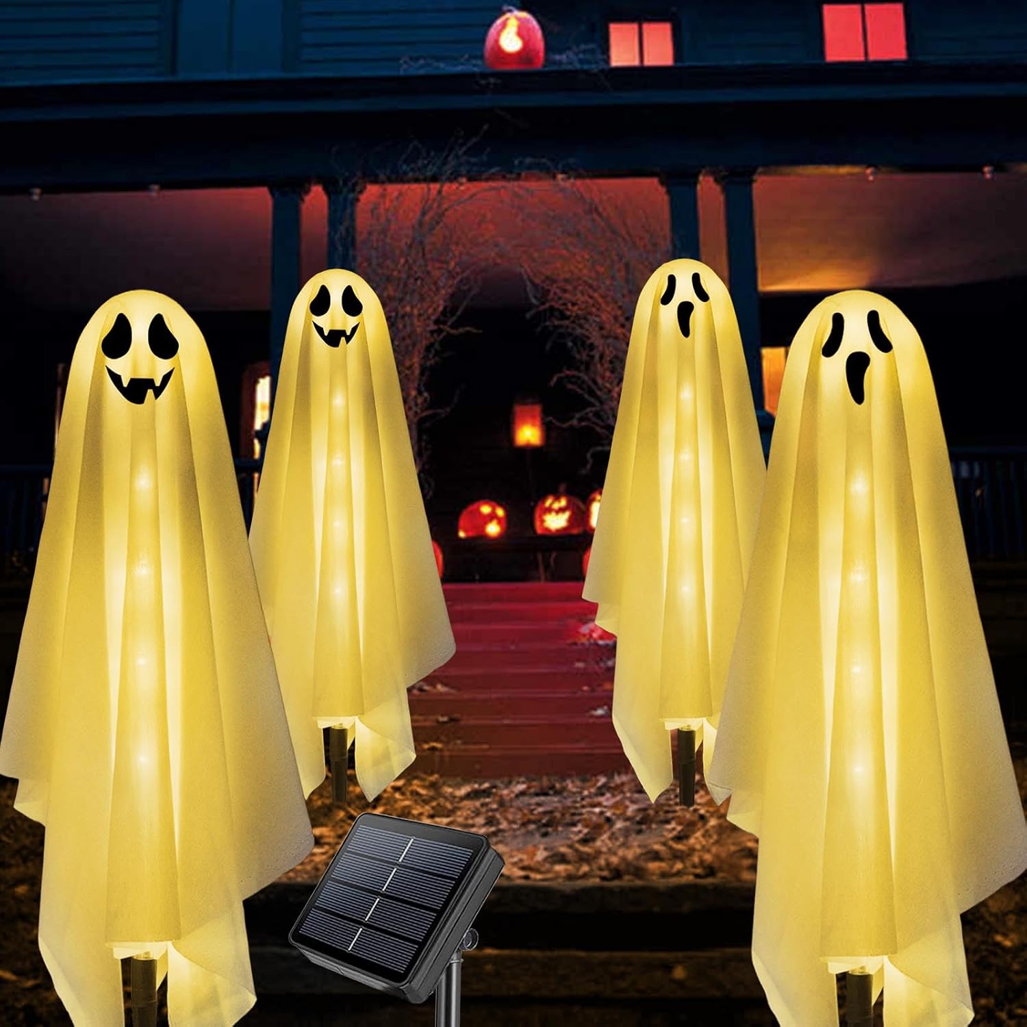 Thumbnail 6 de Homeleo Set of 6 Solar Ghost Stake Lights, Warm White Outdoor Halloween Decor