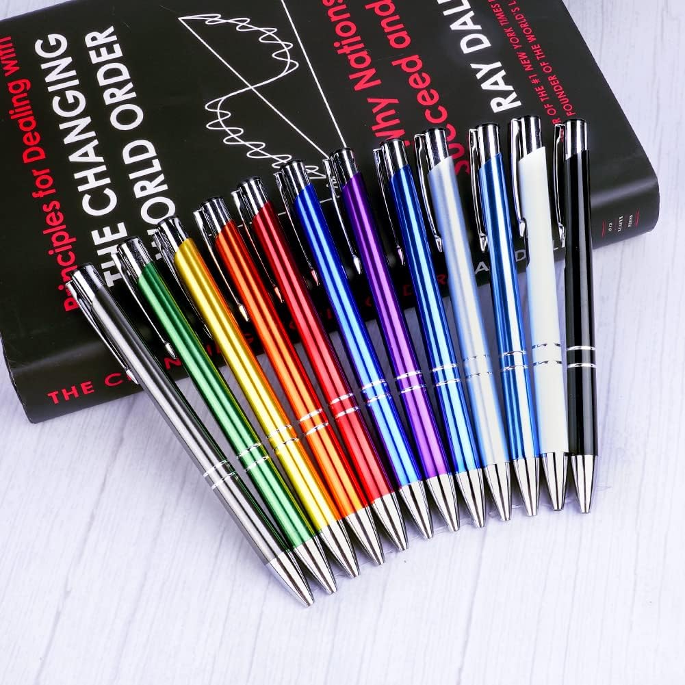 Thumbnail 5 de AUAUY Einziehbare Kugelschreiber – 12 Farben im Metallgehäuse, 1 mm Tinte, wiederbefüllbar