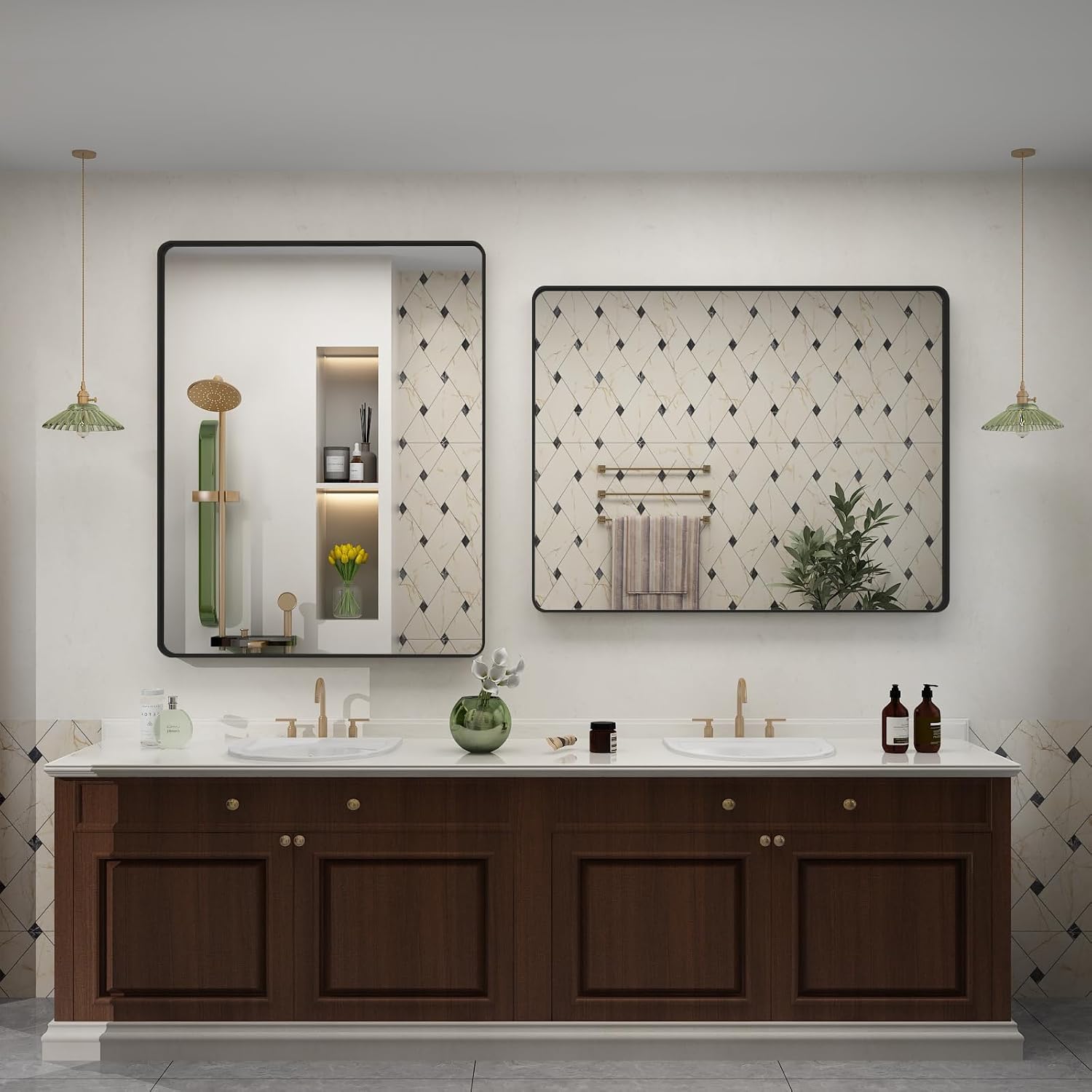 Detalle 2 de CHARMOR 30x36 Inch Rectangular Bathroom Mirror with Black Matte Aluminum Frame