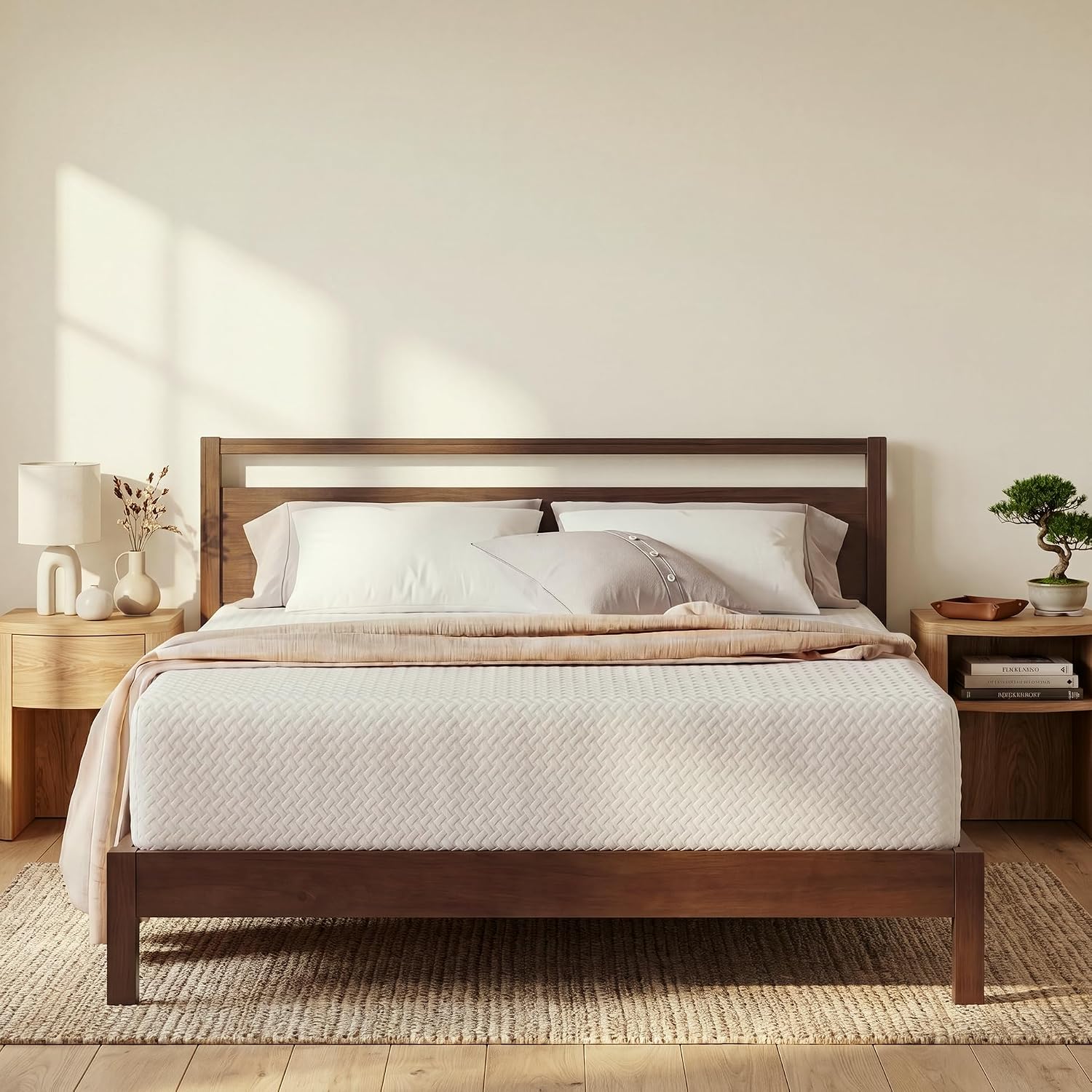 Detalle de LIFEMENT L-MT-WHT-06-T Twin Mattress, 6-Inch Matcha Gel Memory Foam