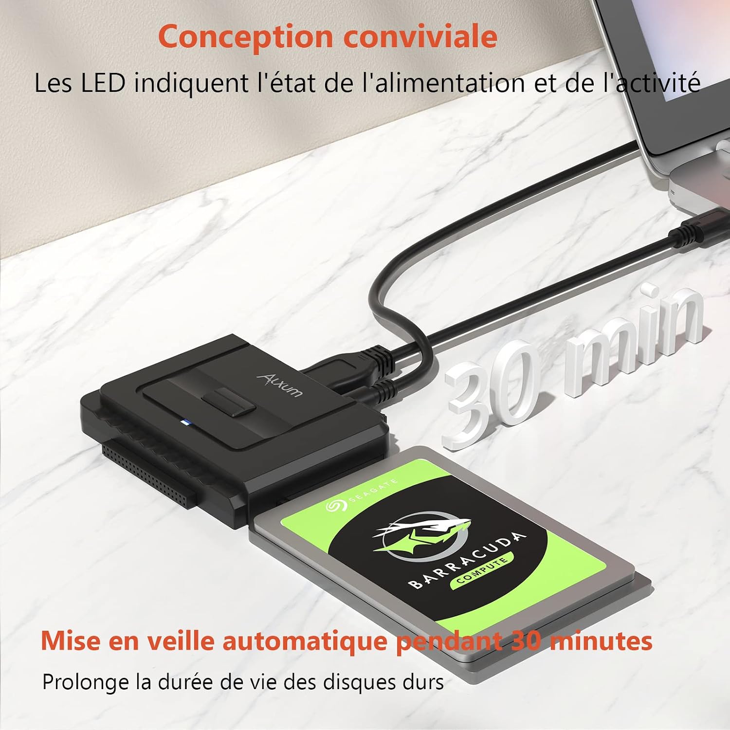 Thumbnail 4 de Alxum Adaptateur USB 3.0 vers IDE/SATA 5 Gbps