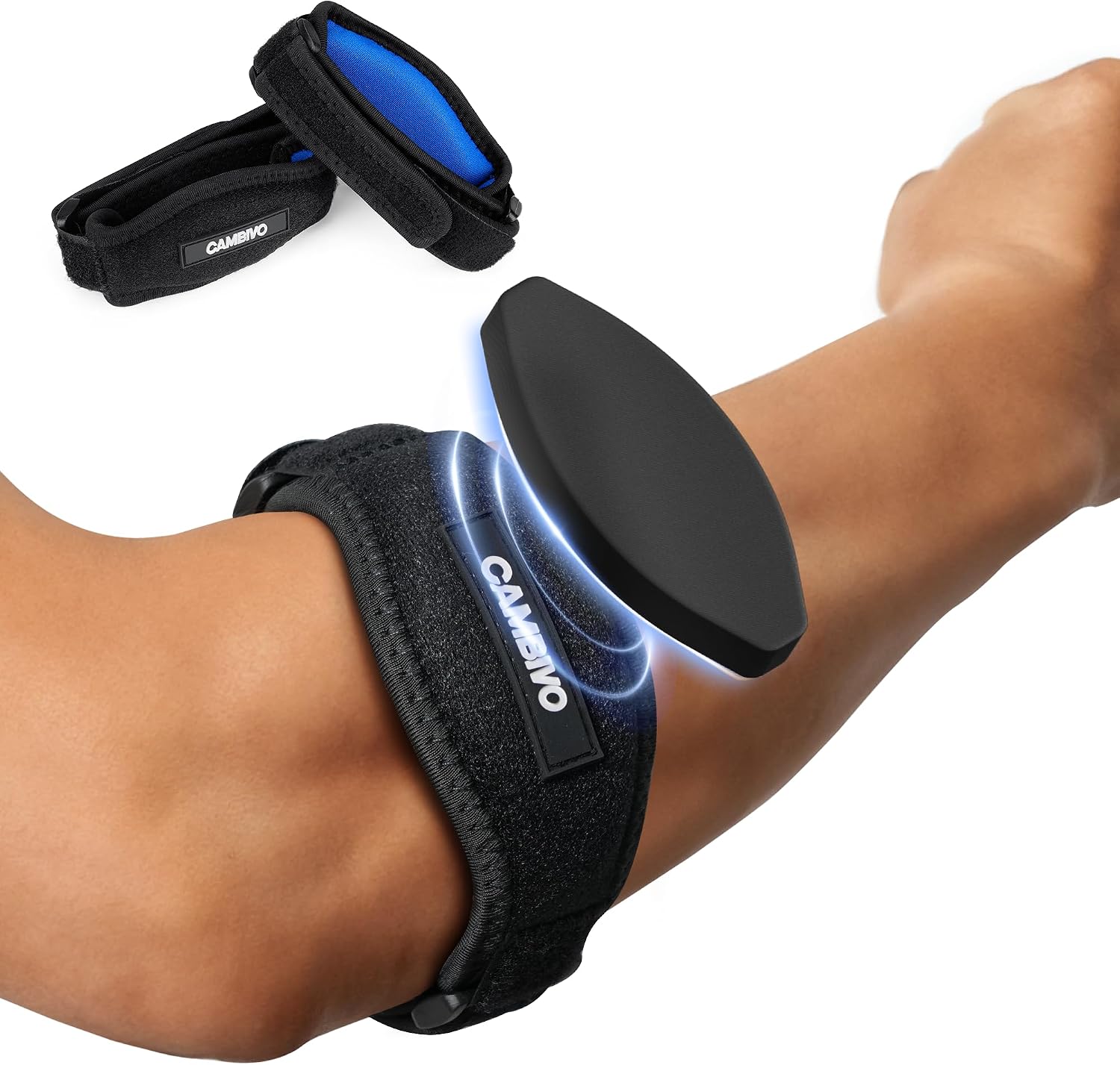 Detalle de CAMBIVO NS55 Tennis Elbow Brace, Adjustable Double Strap, EVA Pad, 2-Pack