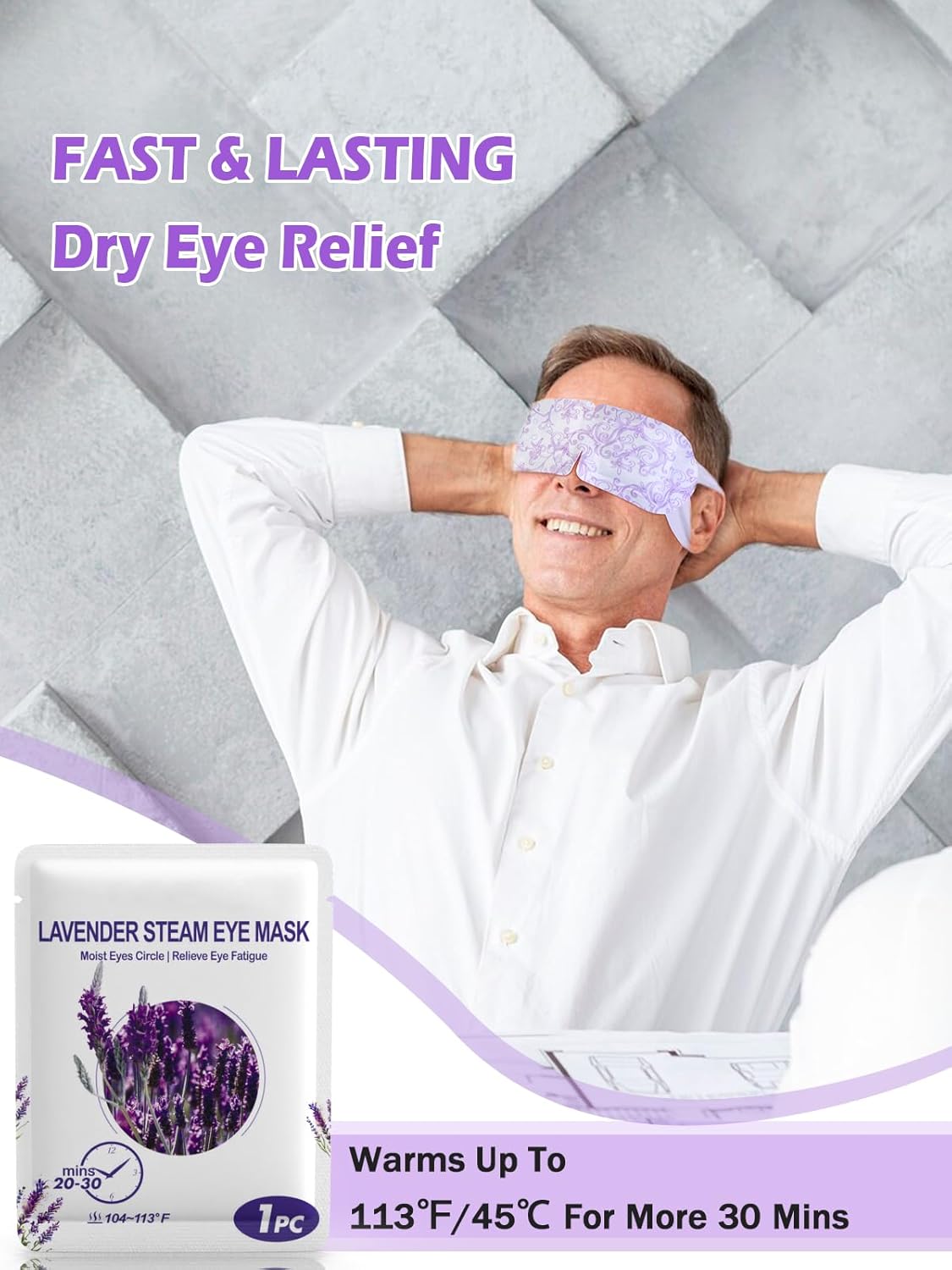 Detalle 2 de Self Heating Lavender Eye Mask (lavender-30) for Dark Circles, Puffiness and Relaxation