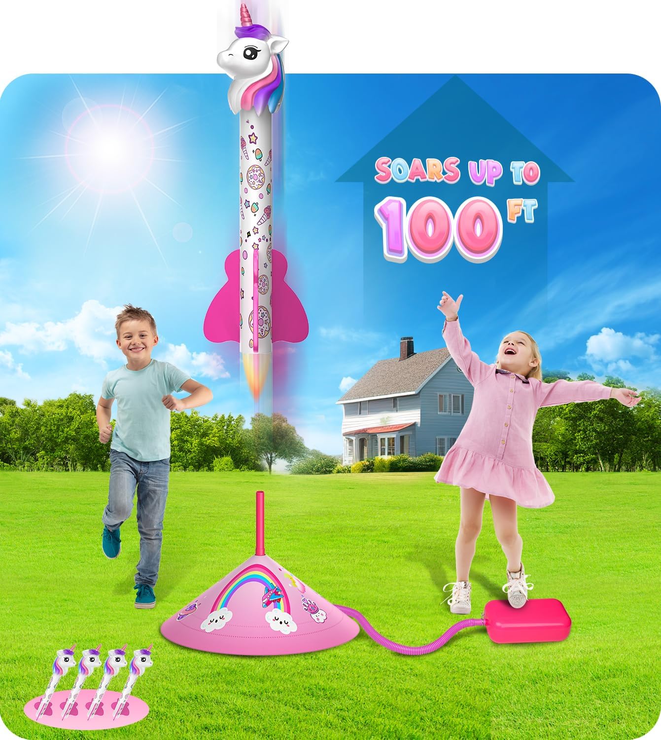 Thumbnail 1 de Beefunni Unicorn Rocket Launcher for Kids: 4 Unicorn Rockets, All-Weather Indoor/Outdoor Fun