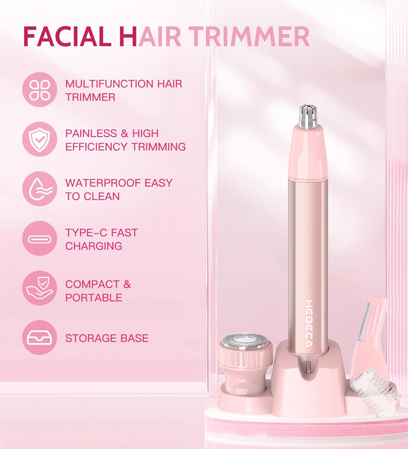 Detalle 2 de Hebeca 3-in-1 Nose & Facial Hair Trimmer for Women