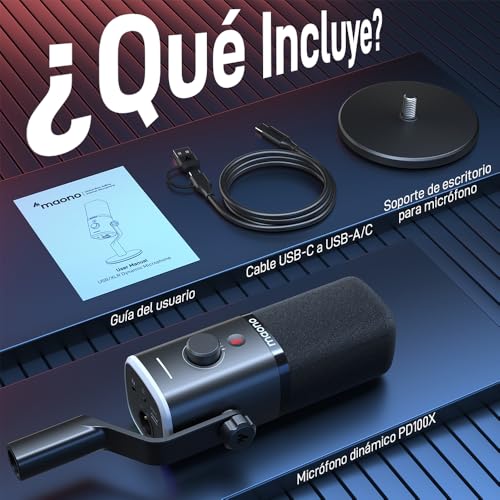 Thumbnail 7 de MAONO PD100X: Microfono Gaming Dinámico USB/XLR para Streaming y Podcasting
