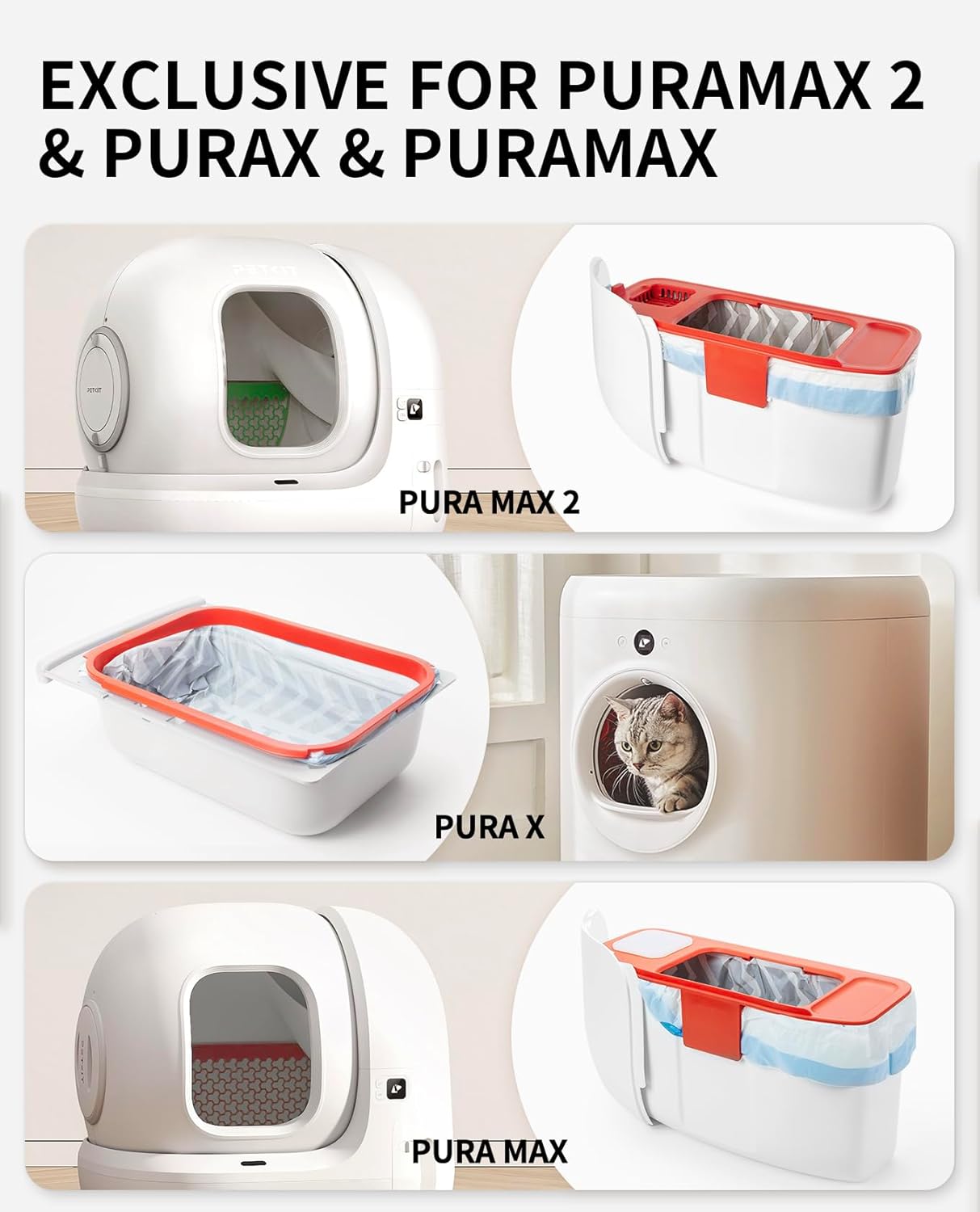 Detalle 2 de PETKIT Replaced Cat Litter Tray Liners with Drawstring 100 pcs for PURA X and PURA MAX Self Cleaning Cat Litter Box, 55x30cm, Portable Strong Cat Litter Waste Replaceable Bags
PETKIT Replaced Cat Litter Tray Liners with Drawstrin…