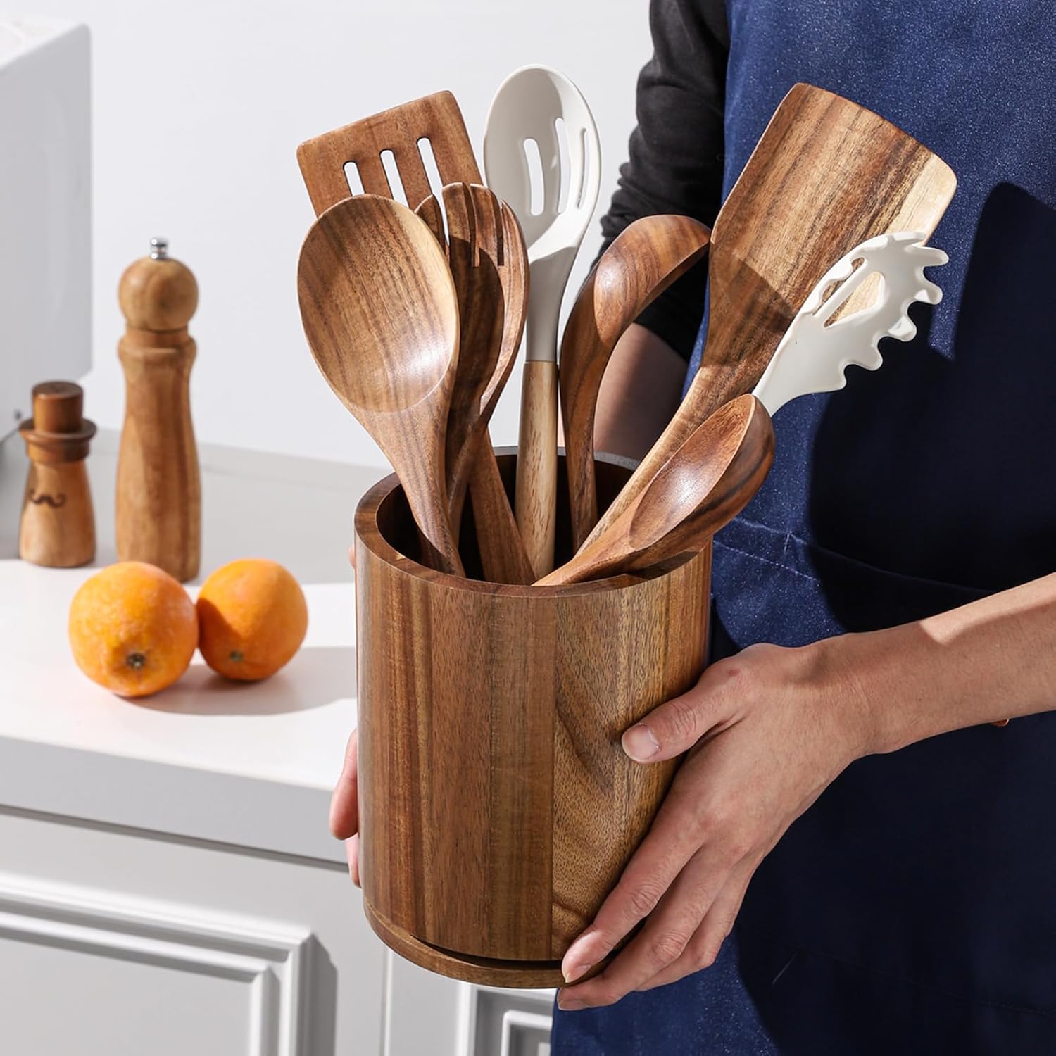 Thumbnail 6 de gorsent Wooden Utensil Holder 7.3" 🍽