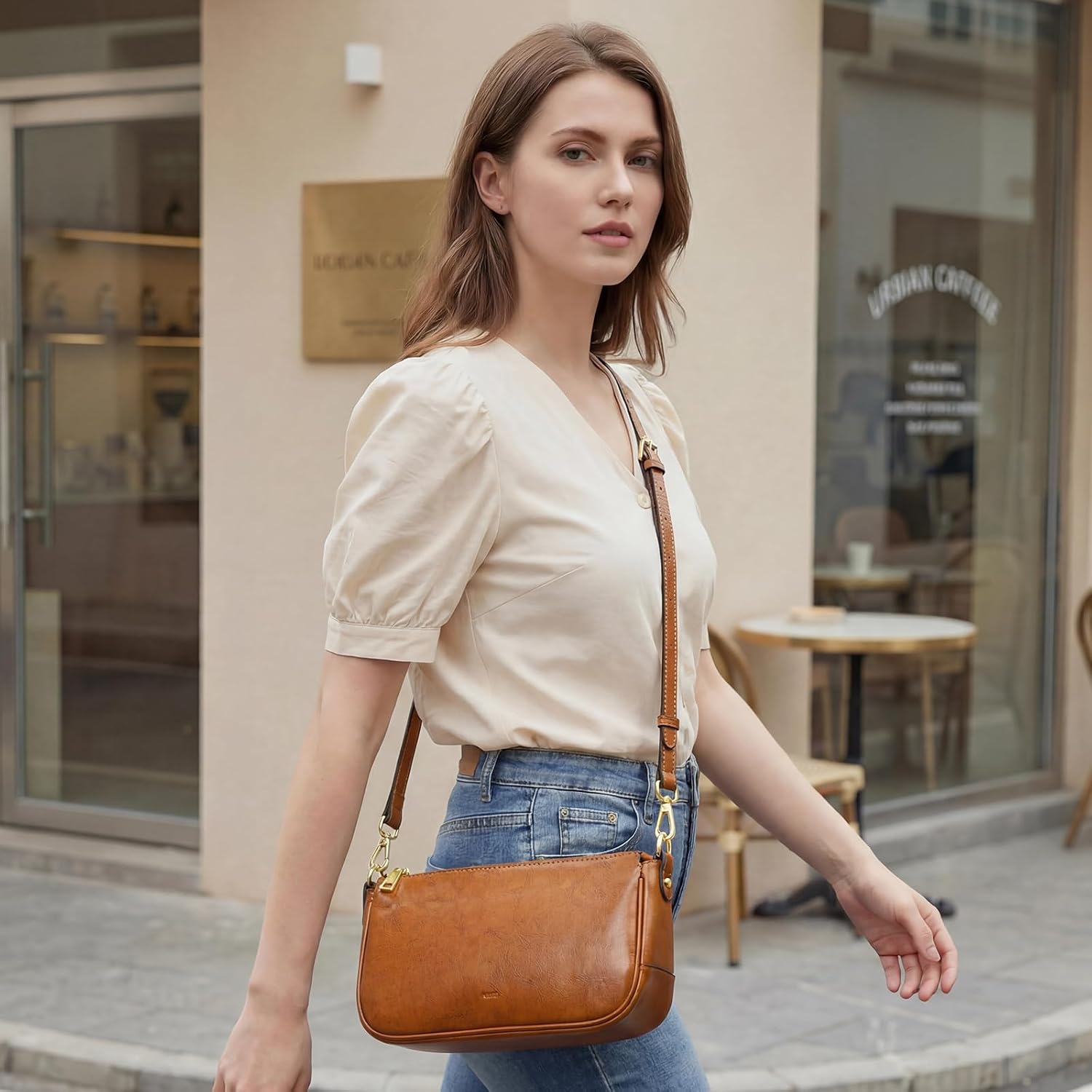 Detalle de Kattee Tote Sacs à main — sac à bandoulière féminin, mini Hobo rétro en cuir vegan