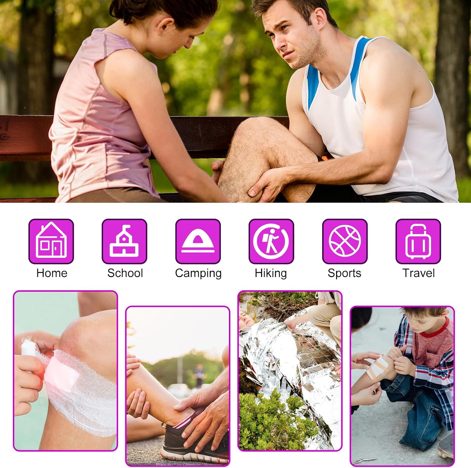 Thumbnail 2 de 1st Aid 300-Piece First Aid Kit, Purple Portable Case with Compartments