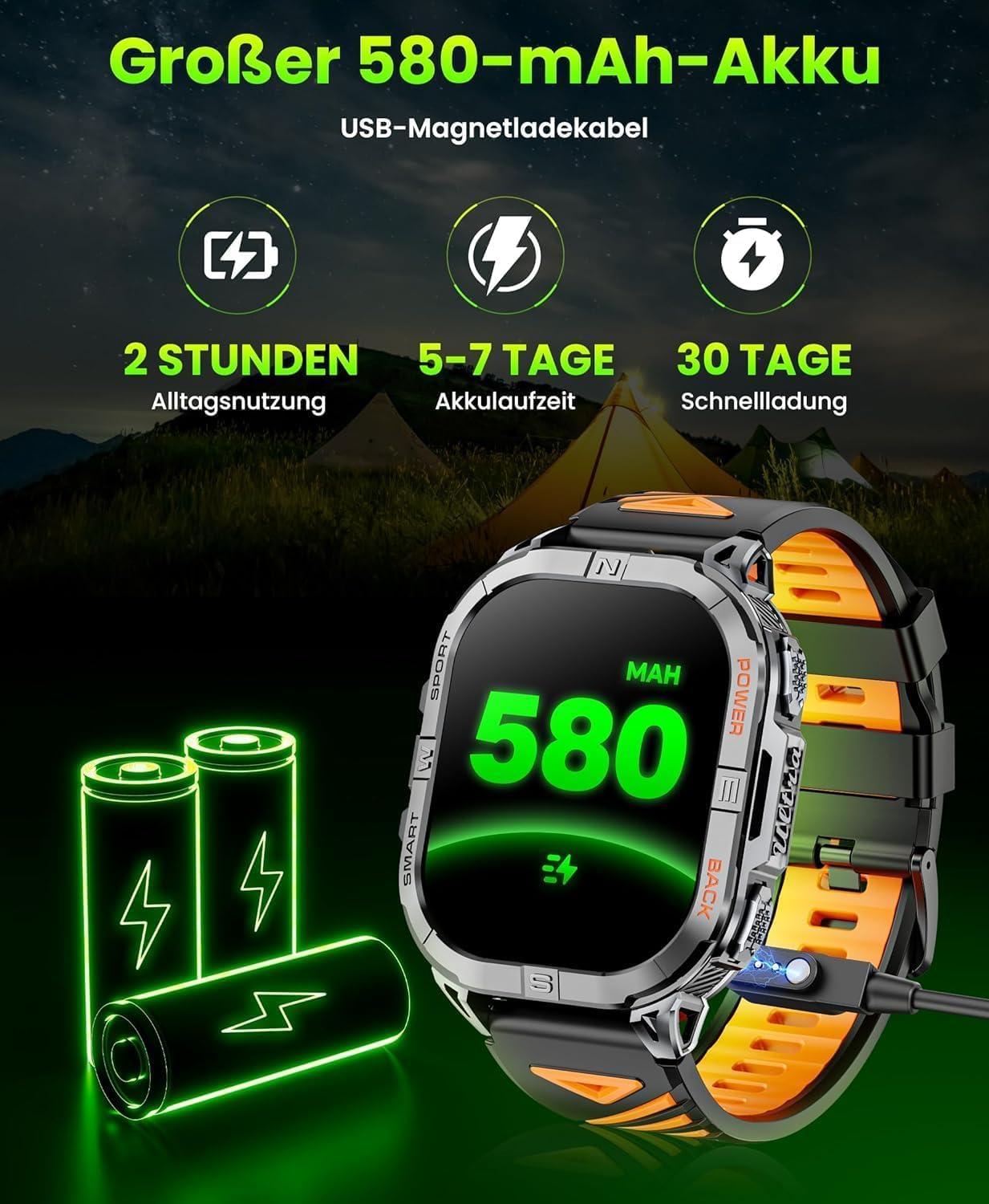 Thumbnail 6 de Joautrial GPS Montre Connectée Homme – 2,13" AMOLED, boussole, torche LED et 100+ modes sportifs
