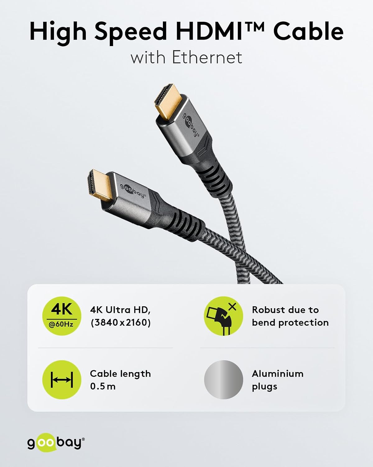 Detalle 2 de goobay High Speed 2.0 HDMI Kabel 0,5 m