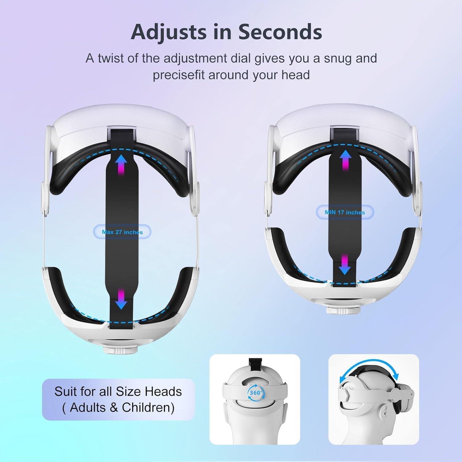Detalle de Saqico Halo Quest 2/3/3s Headstrap, Adjustable 3-in-1 VR Strap