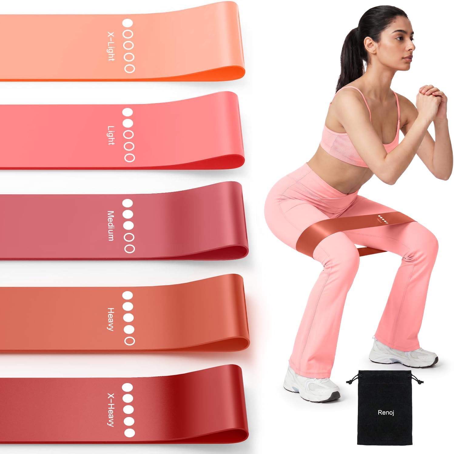 Thumbnail 6 de Resistance Bands for Working Out 5-Pack (Natural Latex Elastic Loop Bands) for Strength, Stretching & Pilates