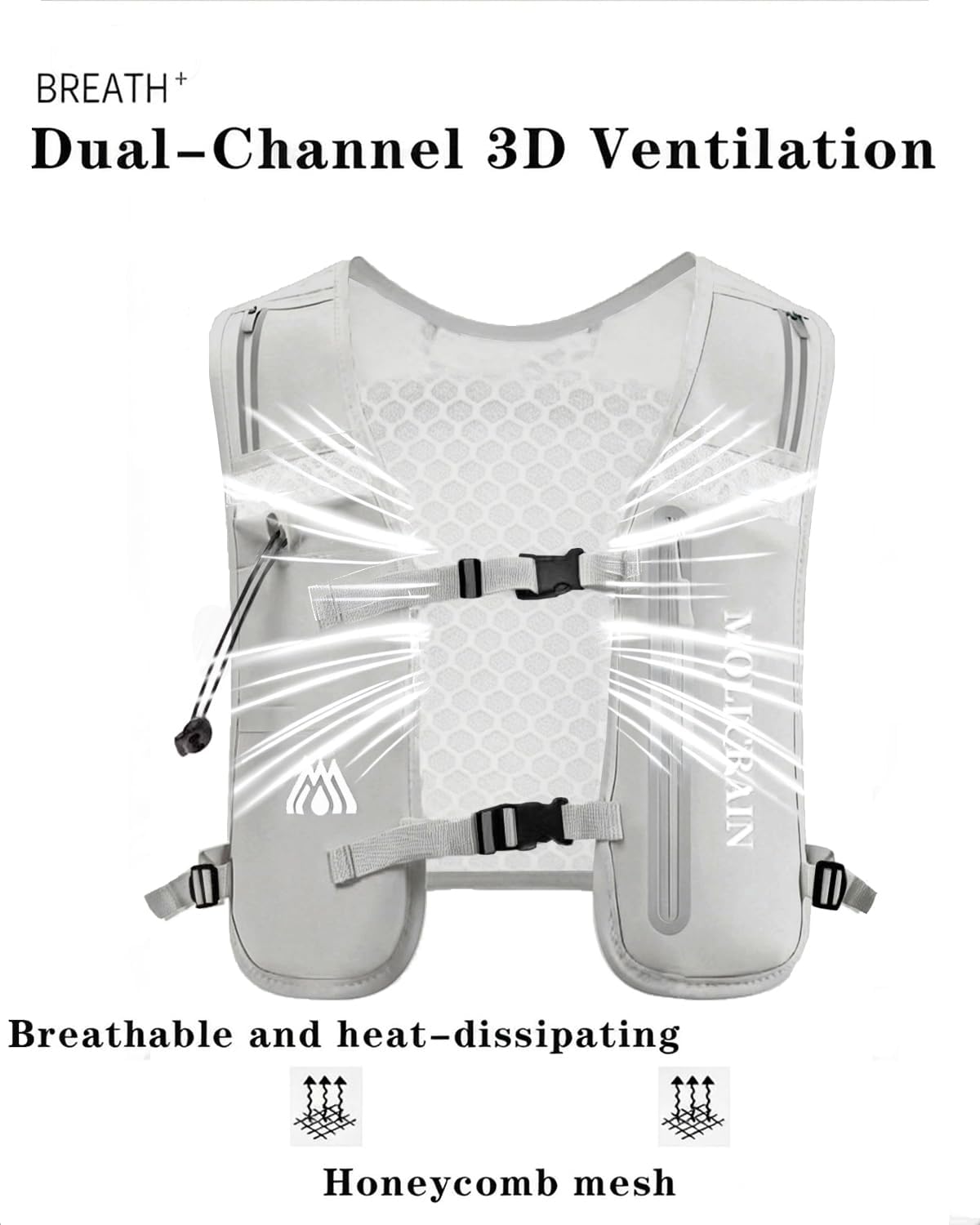 Detalle 2 de MOLICRAIN Running Vest Phone Holder: 5L Lightweight Hydration Vest for All‑Terrain Running