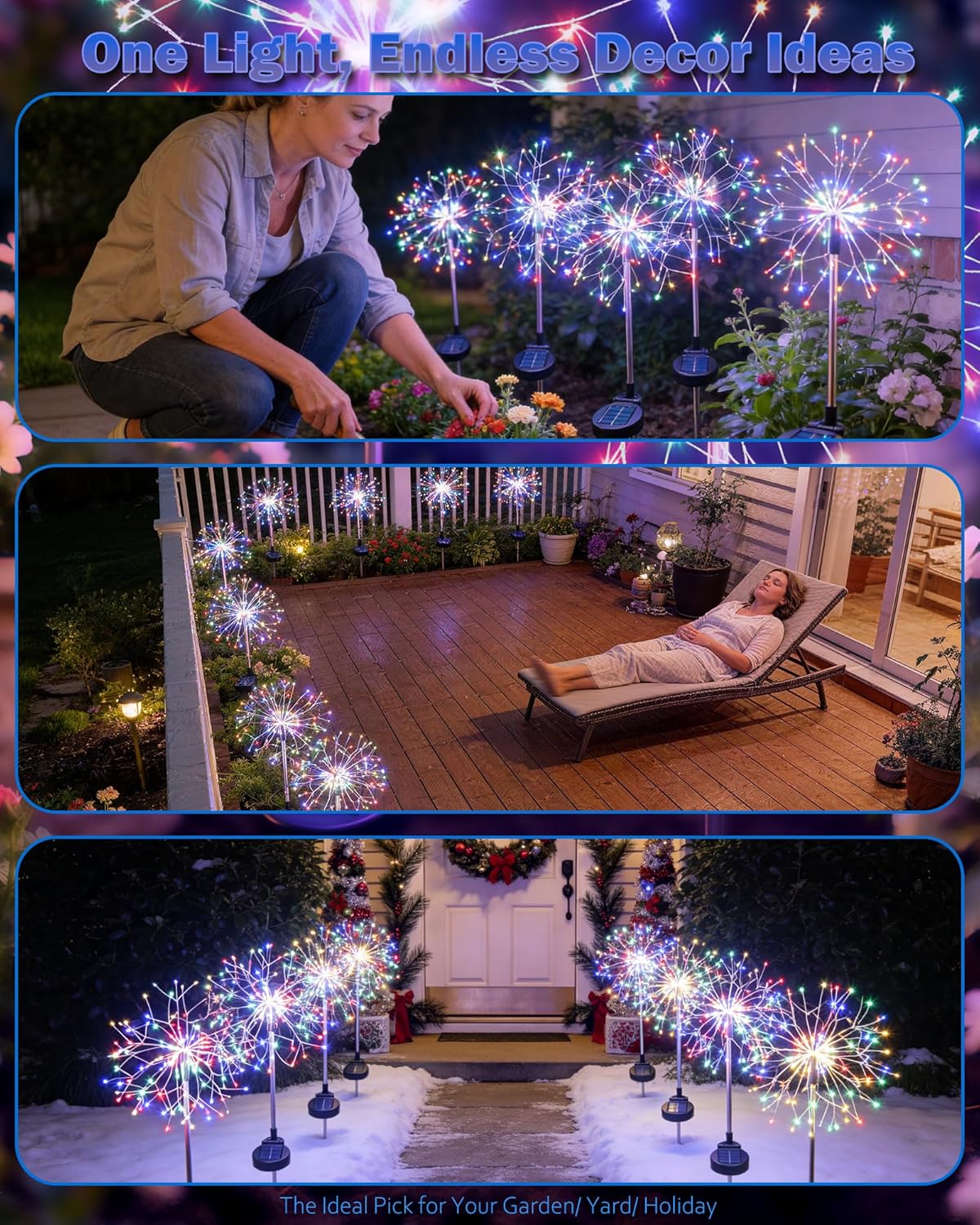 Thumbnail 5 de INMKALI Solar Garden Lights Outdoor 2-Pack: 150 LEDs Fairy Firework Path Lights