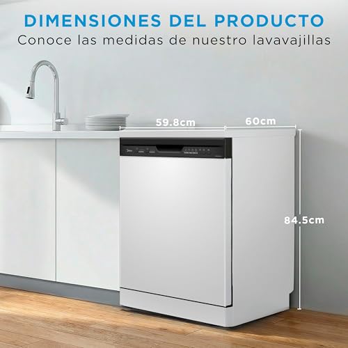 Thumbnail 3 de Midea Lavavajillas 60 cm Blanco para 12 servicios: libre instalación, 4 programas yMedia carga