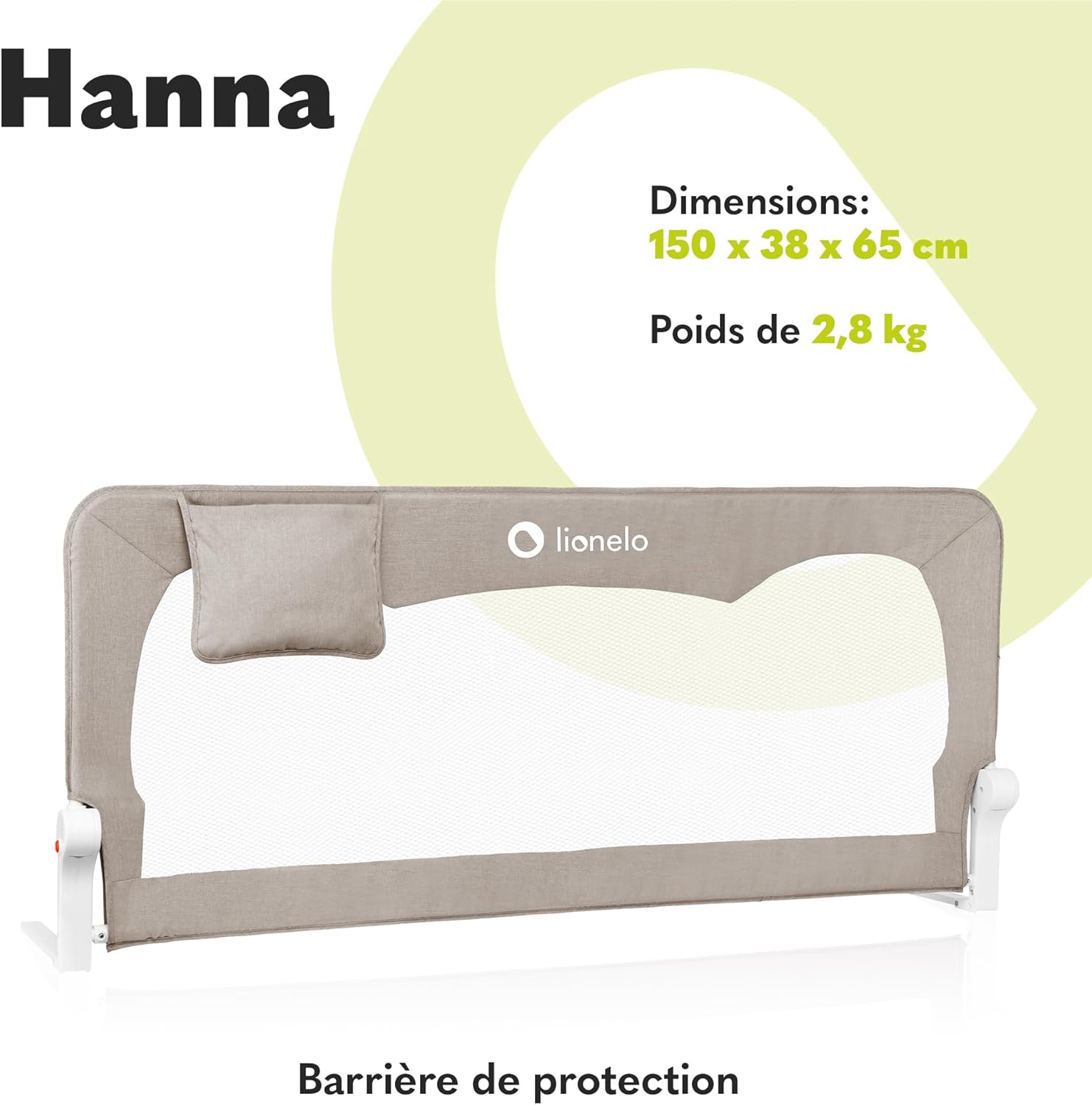 Detalle 2 de Lionelo Hanna Barrière de lit pour enfant 150 x 65 cm – Barrière de sécurité pliable et portable
