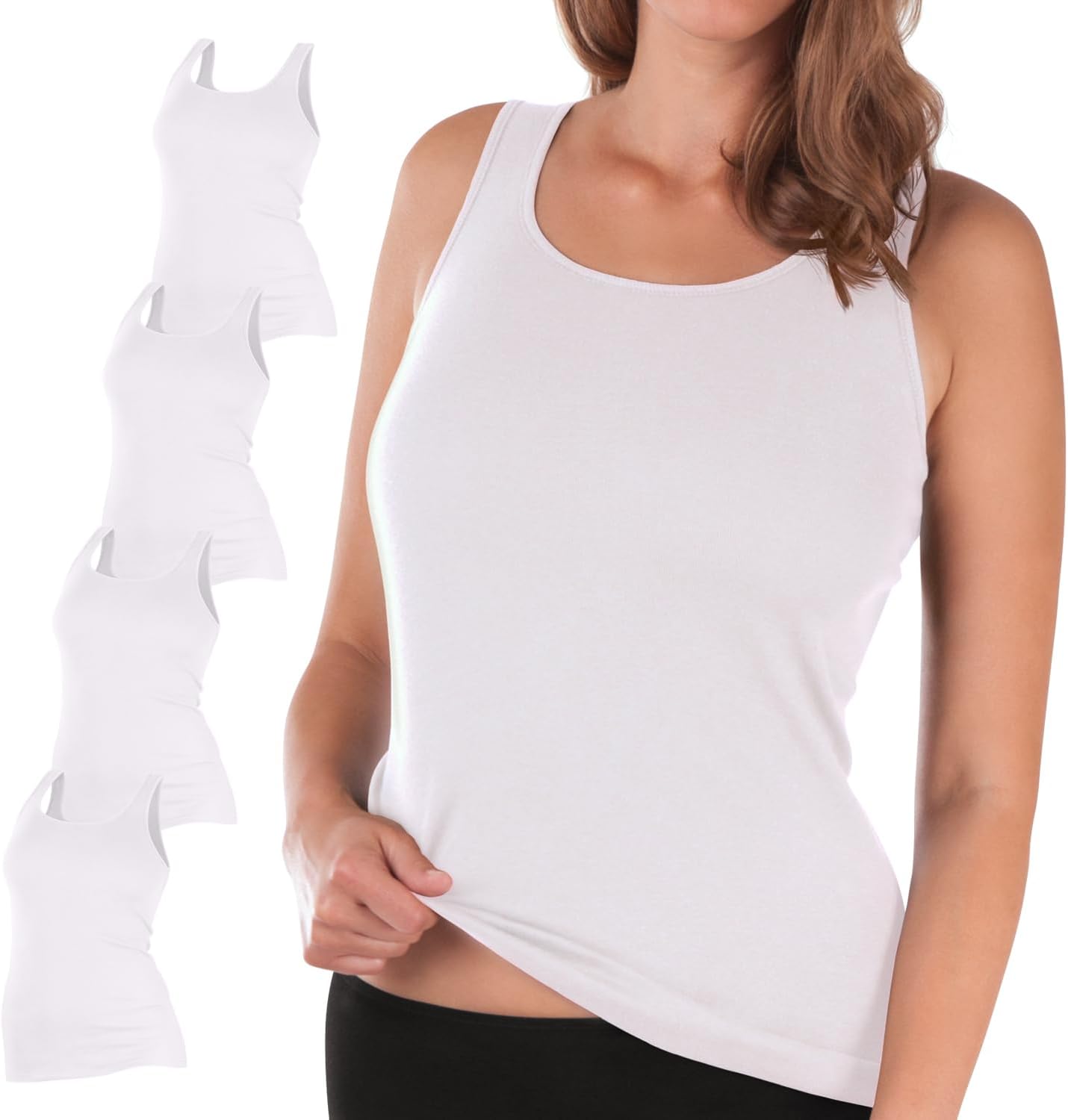 Detalle de Celodoro 93172 Women's Fine-Rib Cotton Vest Top, OEKO-TEX Standard 100