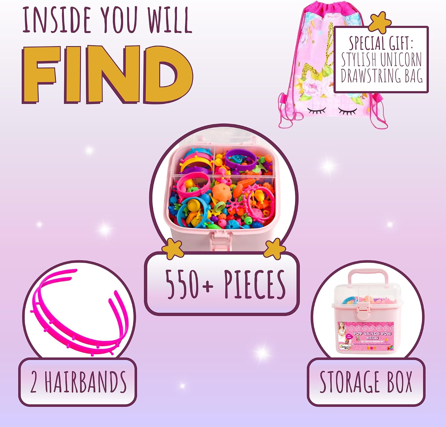 Detalle de Orian Pop Beads Jewelry Making Kit for Girls (550+ Piece Set) — Snap Beads for Bracelets, Necklaces & Rings