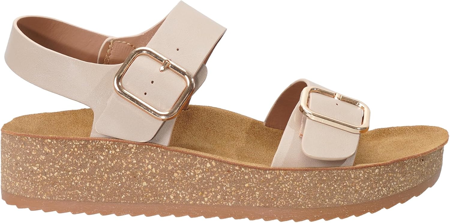 Detalle 2 de JOMIX Sandales Femme Compensées avec Double Boucle et Semelle en Liège — Confort et Élégance d'Été