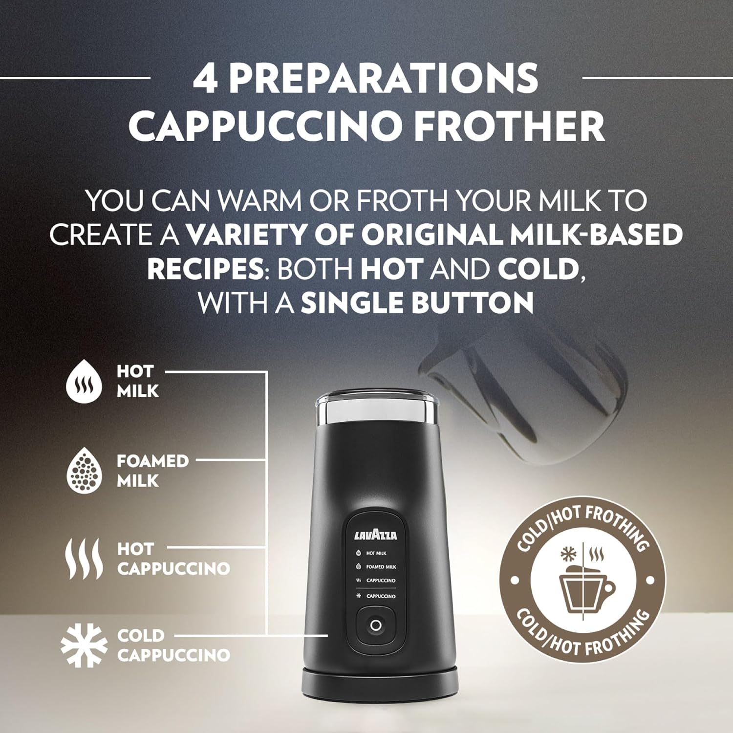 Thumbnail 2 de Lavazza MilkEasy Plus electric milk frother with magnetic whisk and transparent lid