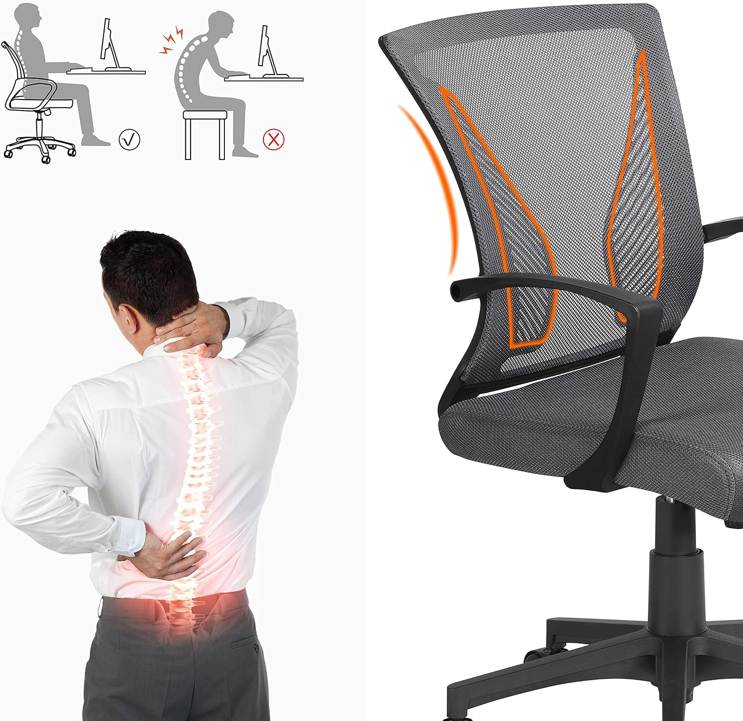 Thumbnail 5 de Yaheetech Bürostuhl Ergonomisch Netz 136 kg