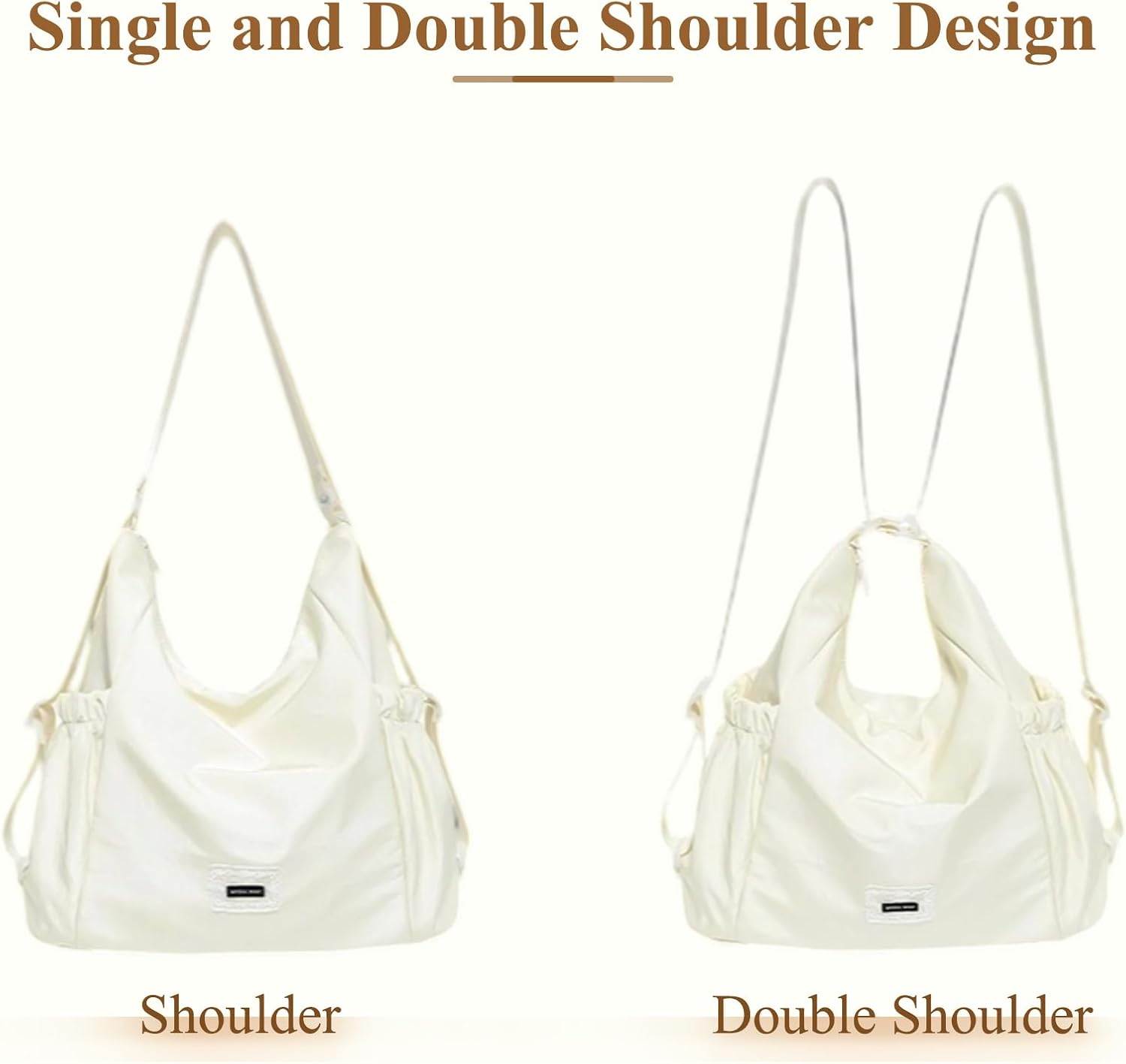 Detalle 2 de Mabecol Borsa Donna Zaino 2 in 1 Beige: tote trasformabile in zaino per università, lavoro e shopping