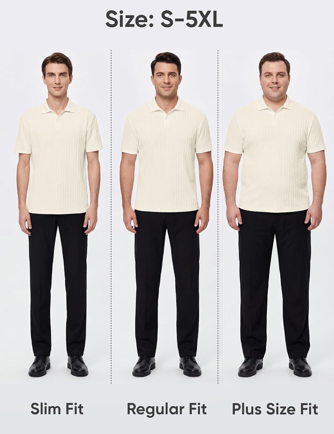 Thumbnail 5 de JMIERR Men’s Vintage Knit Polo Shirt with 2-Button Closure (Short Sleeve)