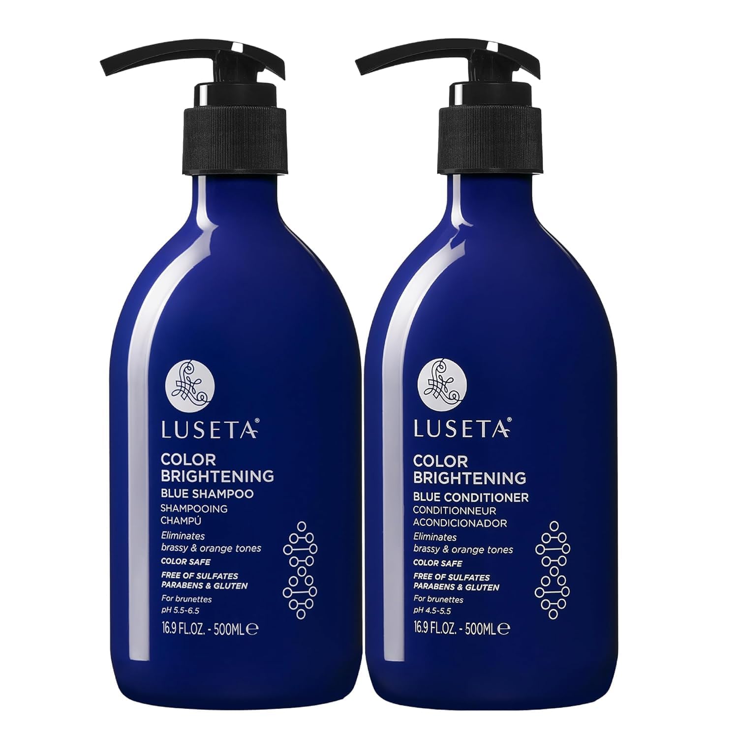 Detalle de Luseta Color Brightening Blue Shampoo and Conditioner Set, Sulfate-Free, 2 x 16.9 oz