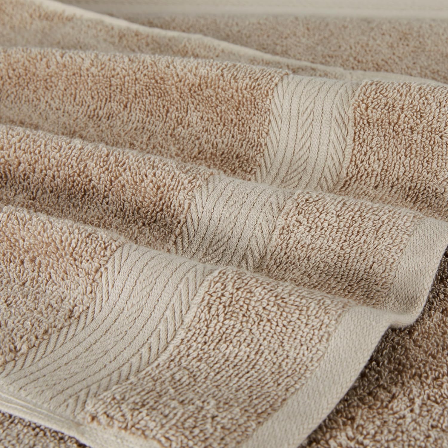 Detalle de Amazon Basics Lot de 6 Serviettes de Toilette en coton biologique – Taupe, 41 x 66 cm