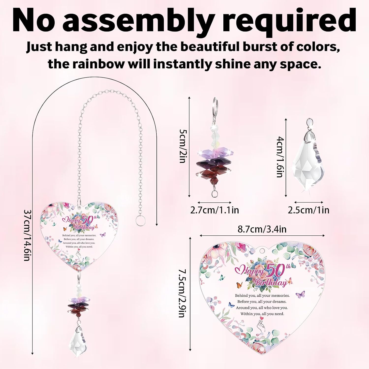Thumbnail 5 de 50th Birthday Crystal Suncatcher Gift
