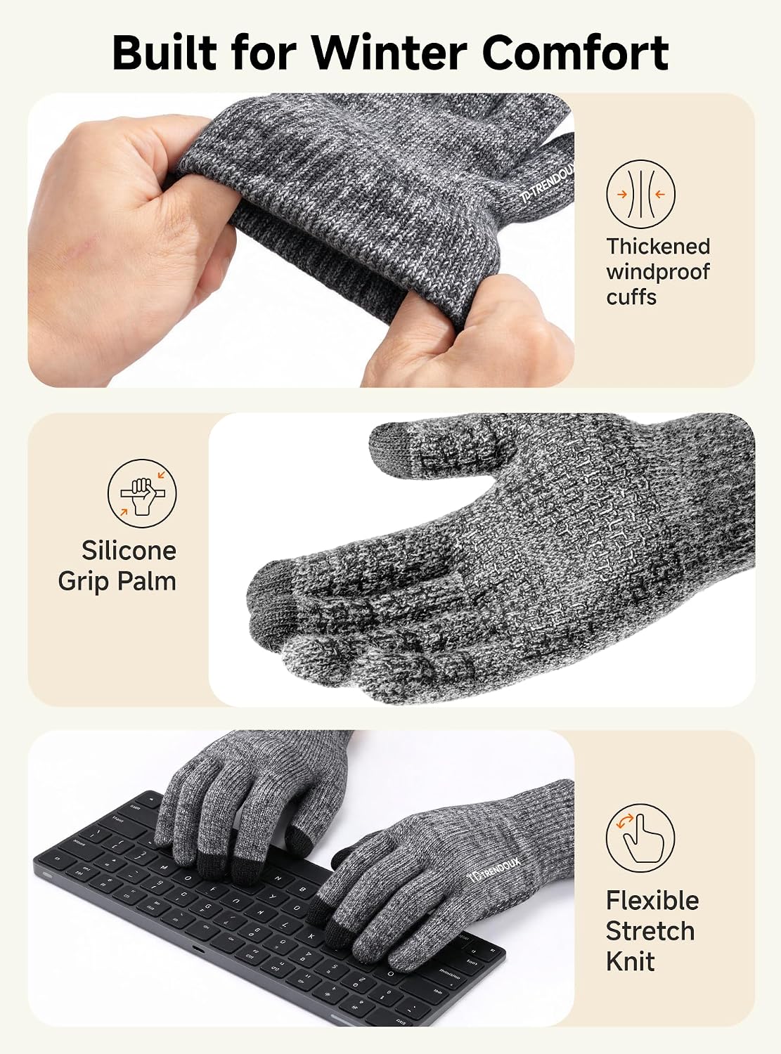 Thumbnail 6 de TRENDOUX Merino Wool Winter Gloves, Touchscreen